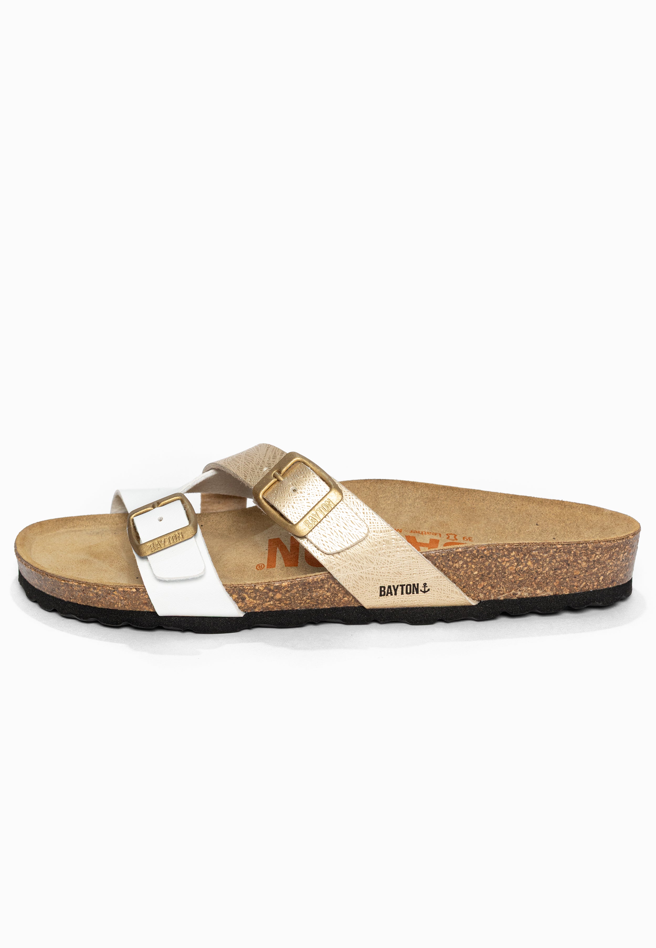 Sandales 2 Brides Cleo Blanc et or Bayton pour Femme