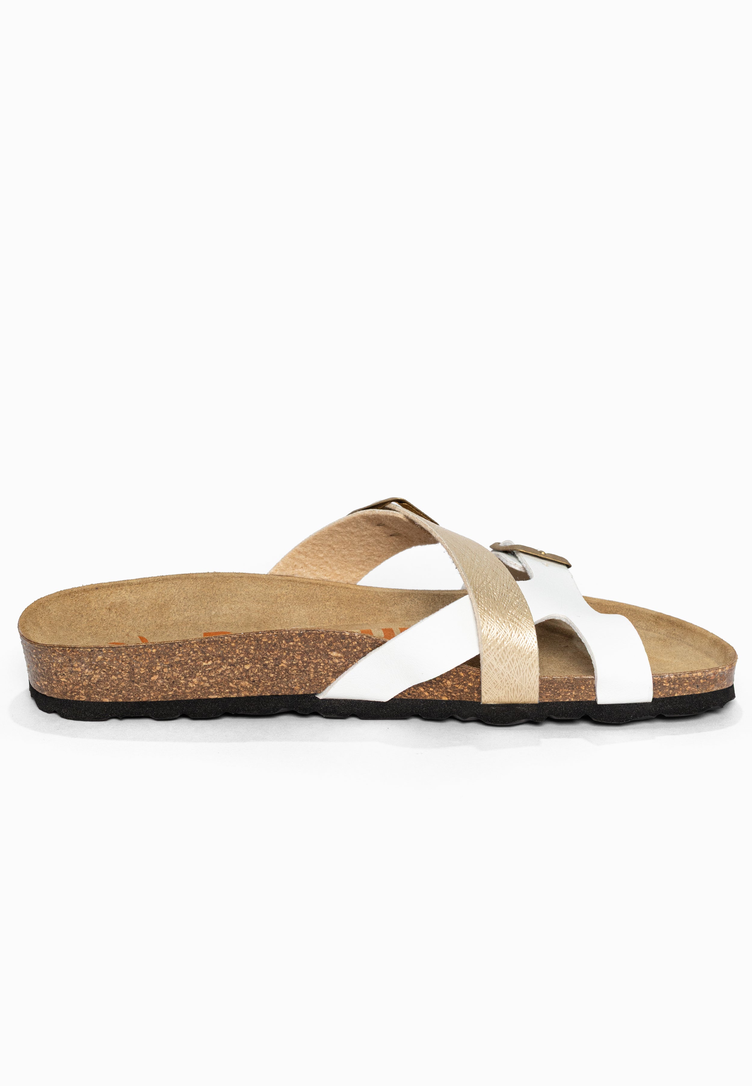 Sandales 2 Brides Cleo Blanc et or Bayton pour Femme