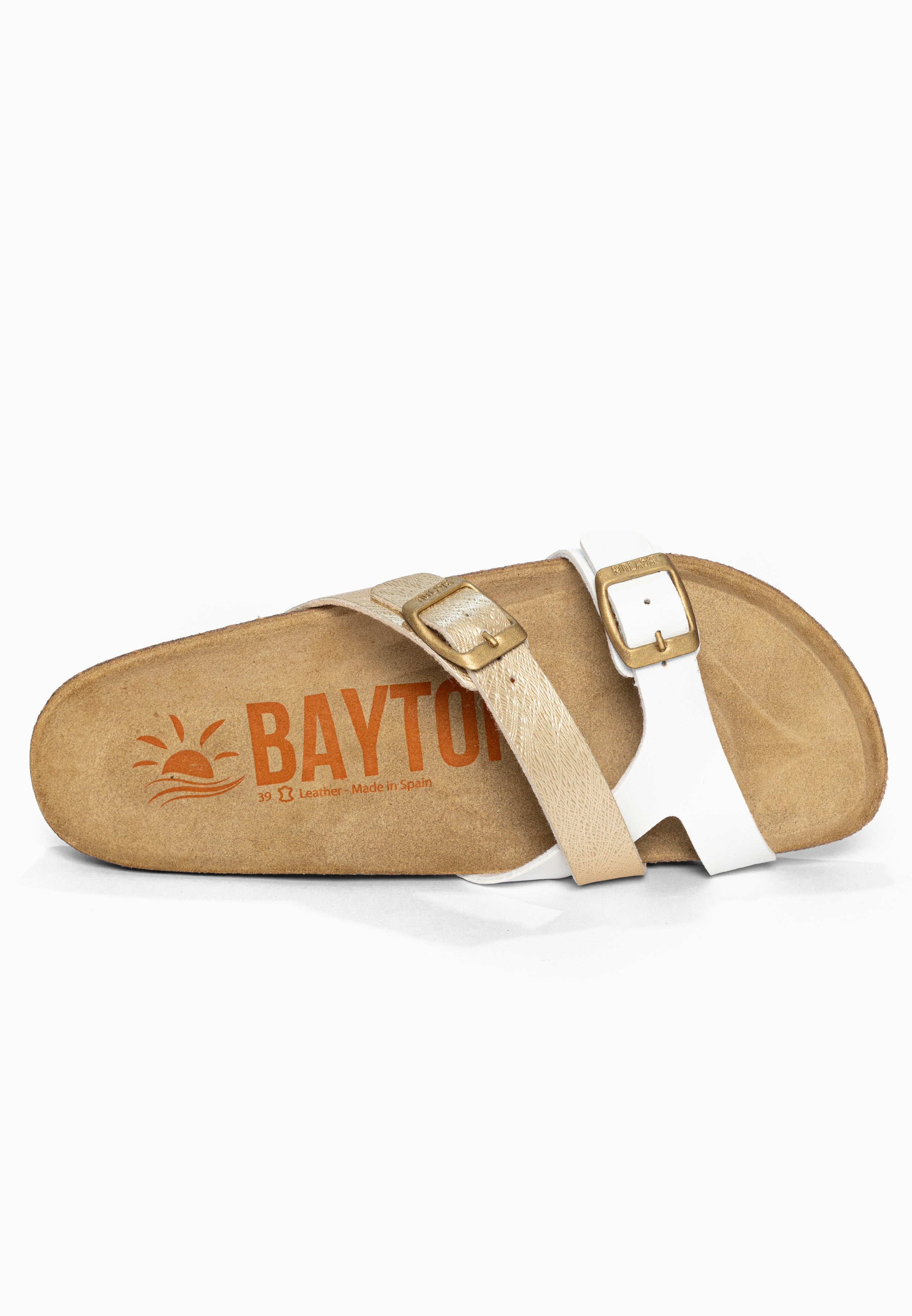 Sandales 2 Brides Cleo Blanc et or Bayton pour Femme