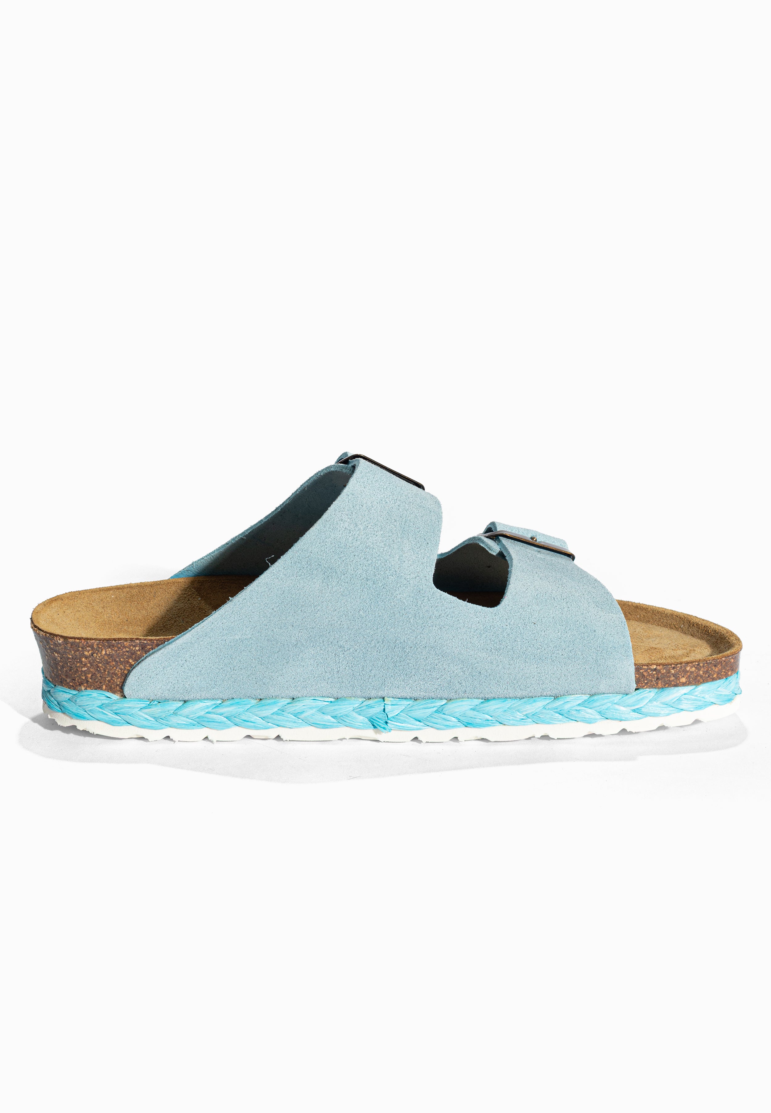 Sandales 2 Brides Benalla Bleu ciel en Cuir Suédé Bayton pour Femme