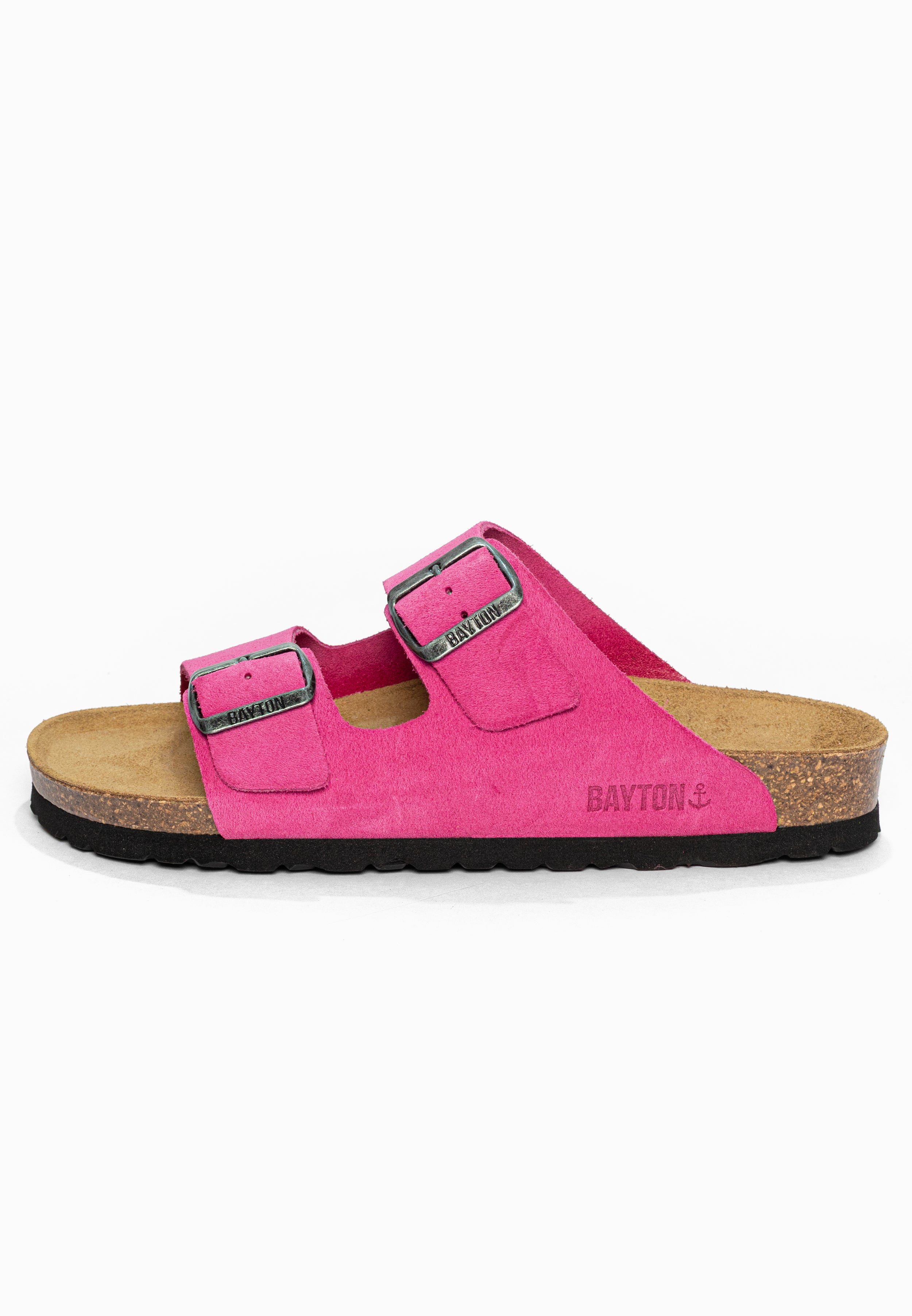 Sandales 2 Brides Atlas Rose en Cuir Suédé Bayton pour Femme