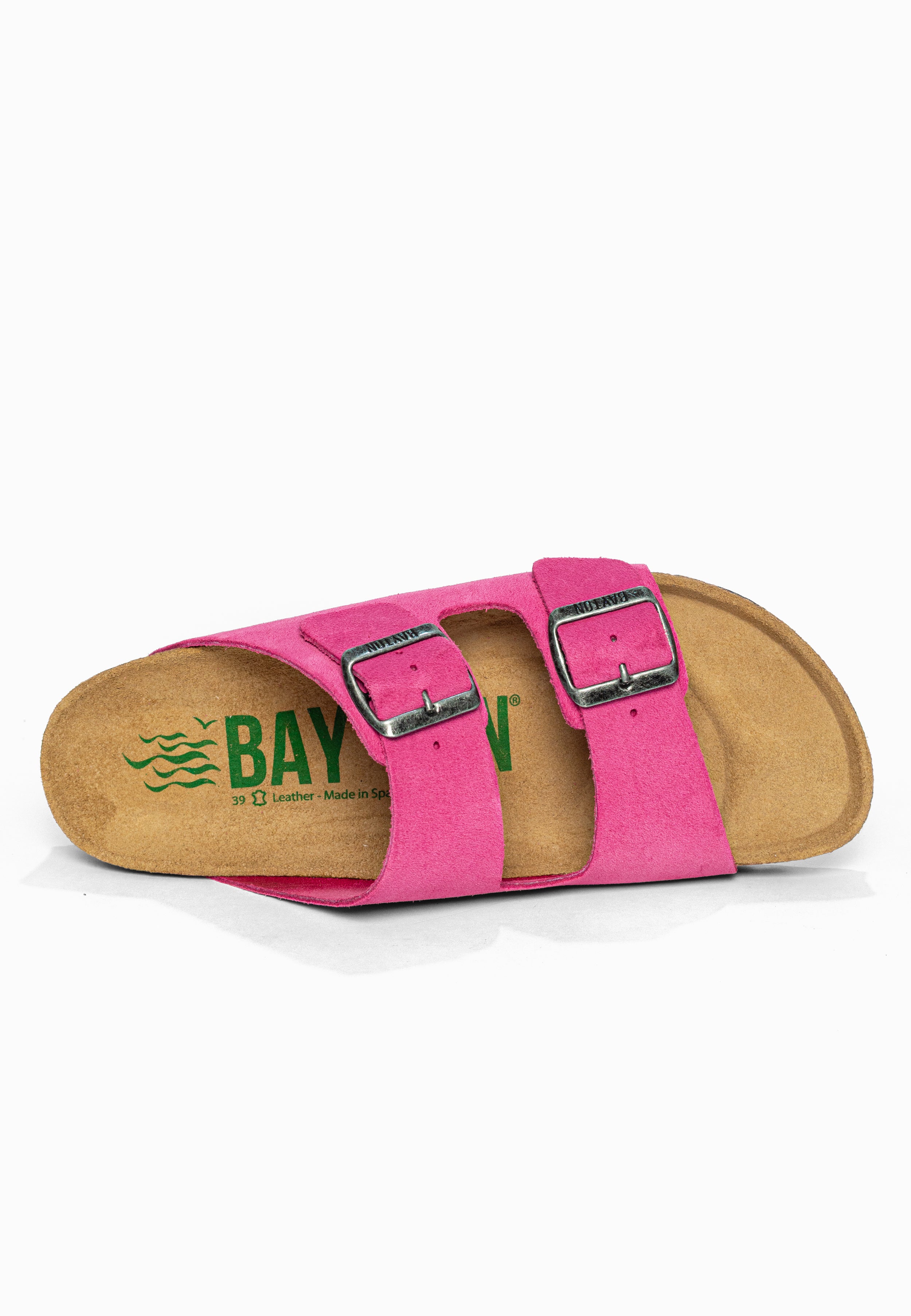 Sandales 2 Brides Atlas Rose en Cuir Suédé Bayton pour Femme