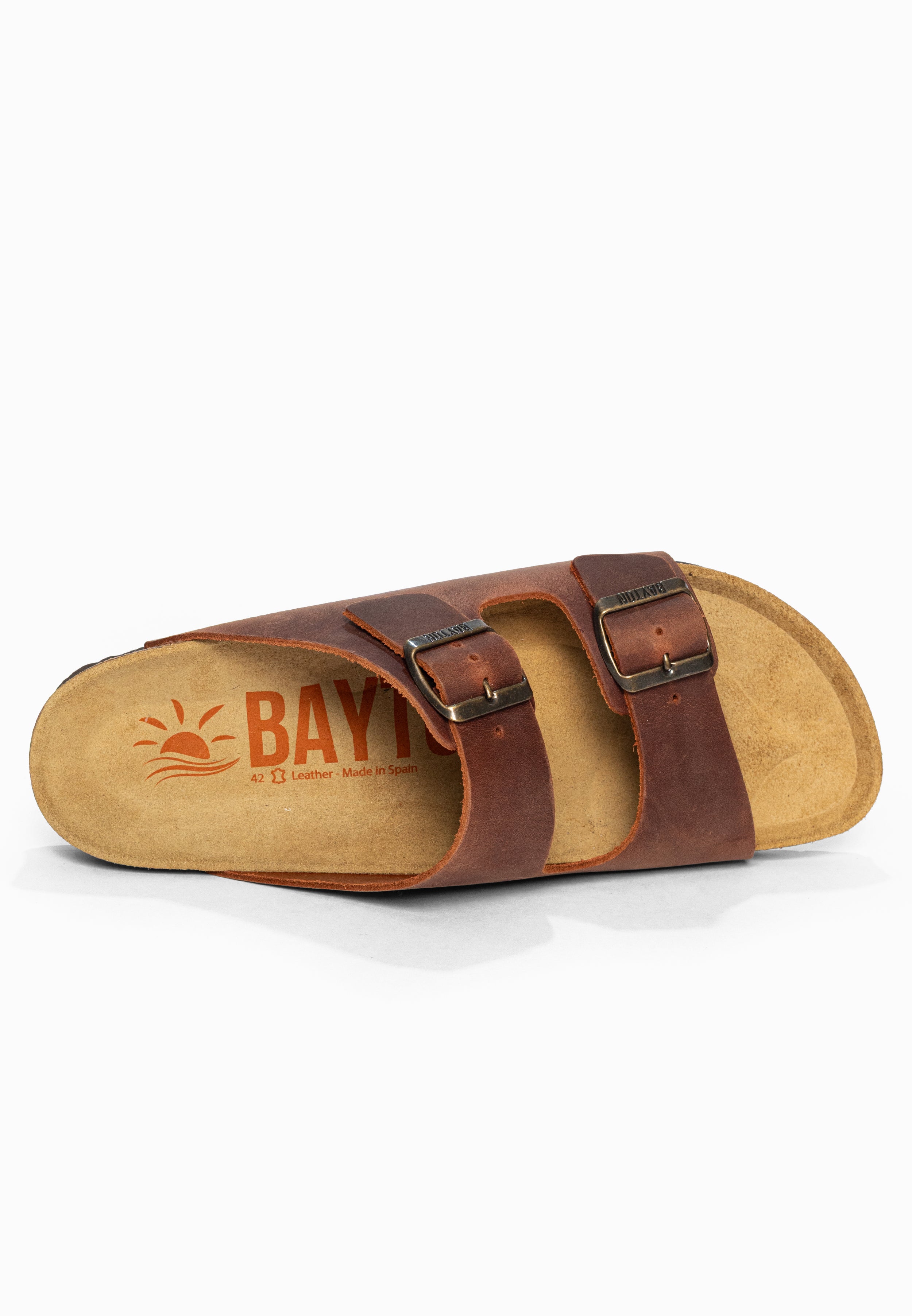 Sandales 2 Brides Atlas Marron en Cuir Bayton pour Homme