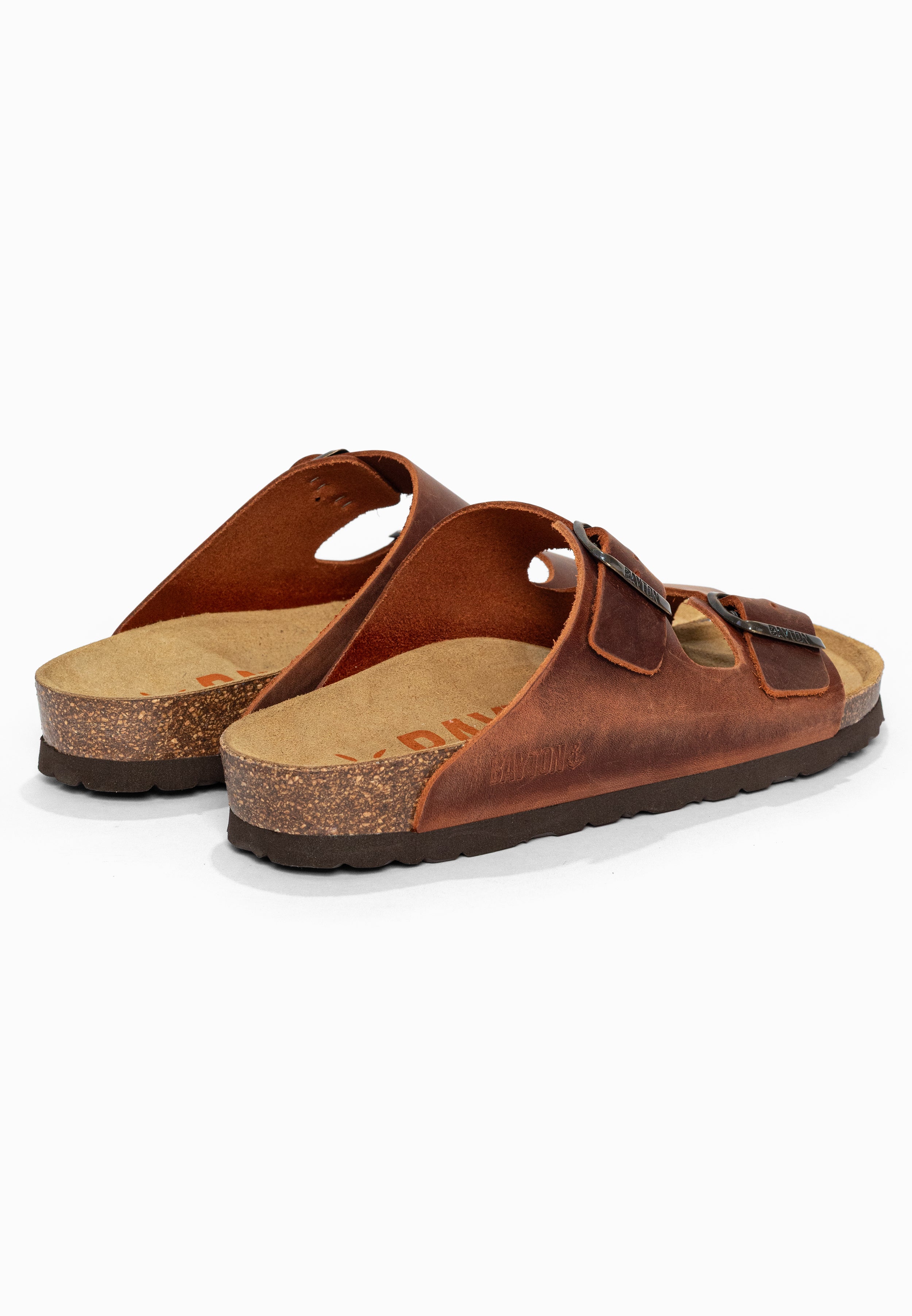 Sandales 2 Brides Atlas Marron en Cuir Bayton pour Homme