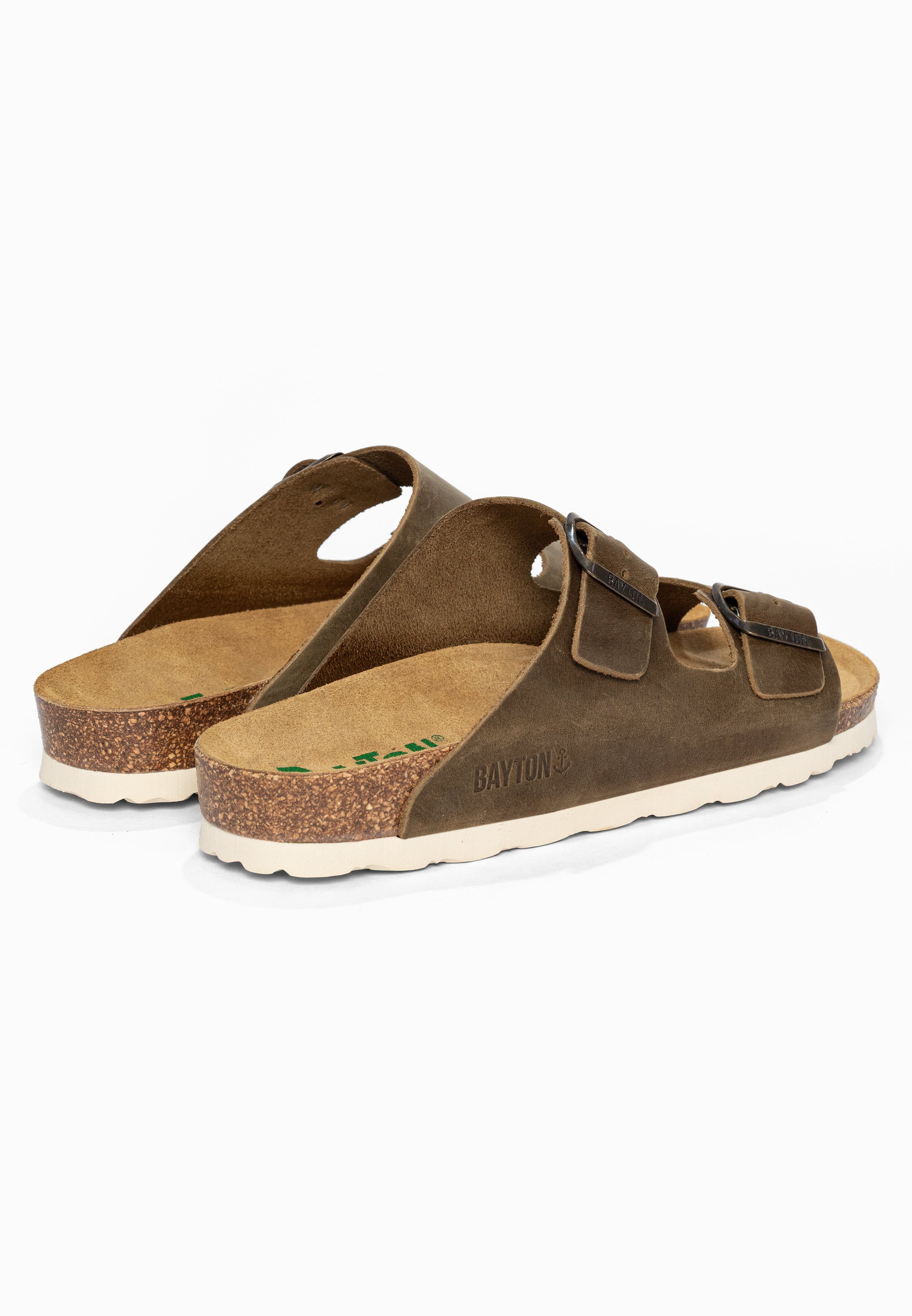 Sandales 2 Brides Atlas Marron en Cuir Bayton pour Homme