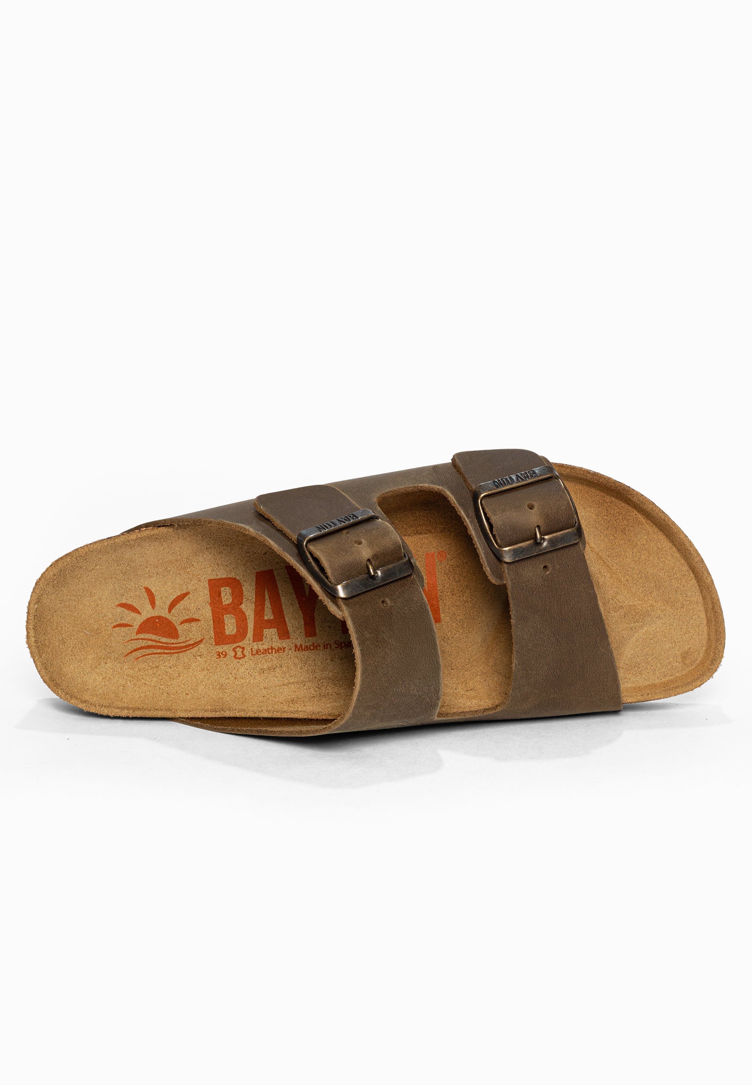 Sandales 2 Brides Atlas Marron en Cuir Bayton pour Femme