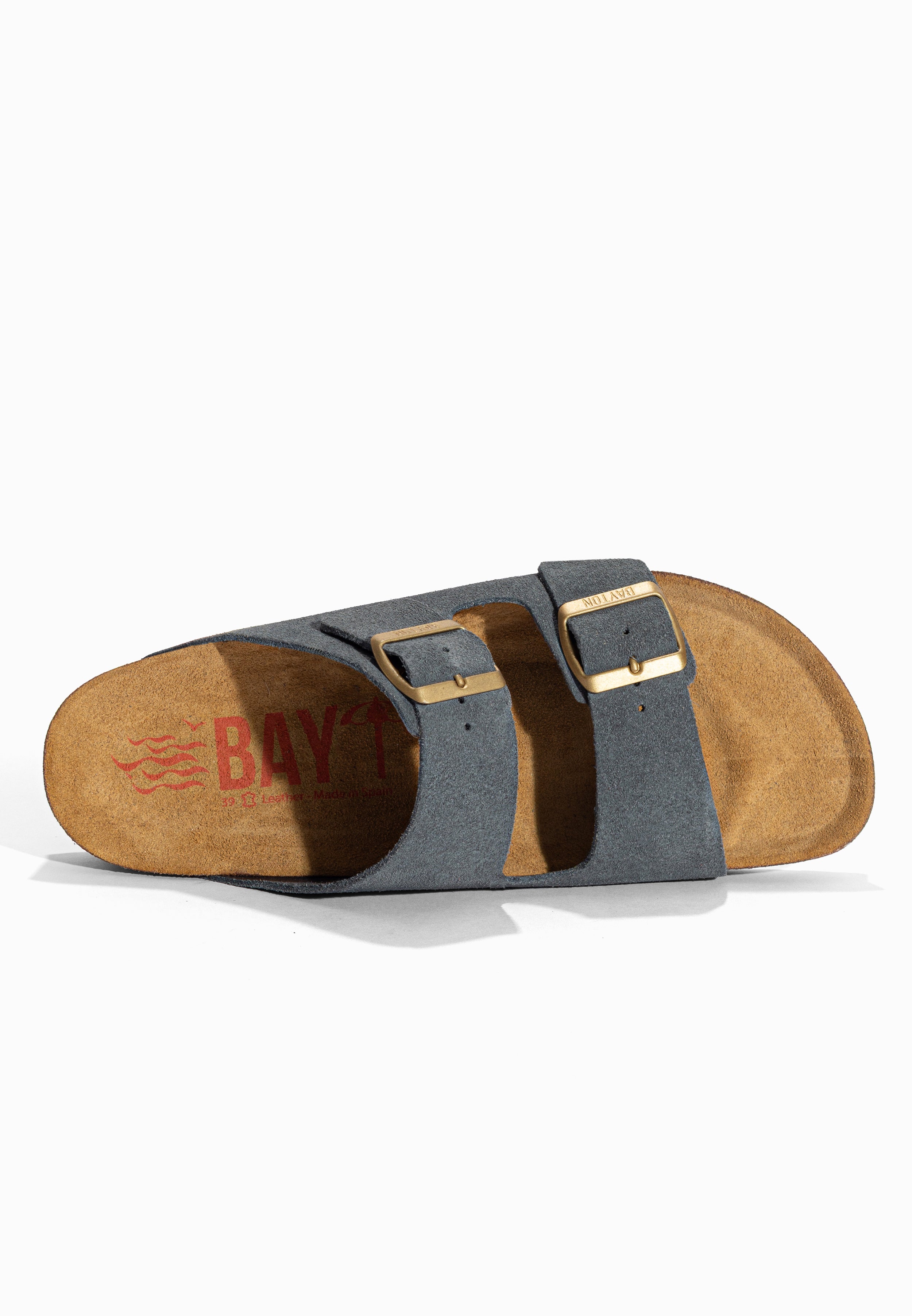 Sandales 2 Brides Atlas Gris en Cuir Suédé Bayton pour Femme
