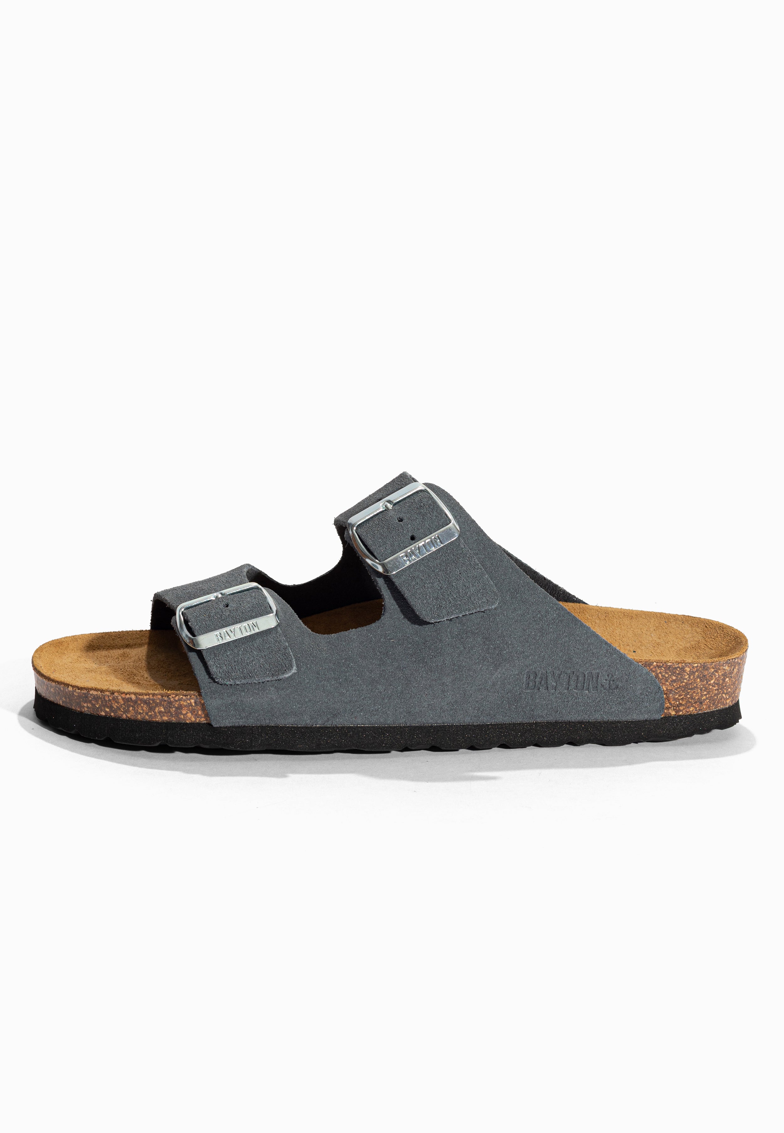 Sandales 2 Brides Atlas Gris en Cuir Suédé Bayton pour Homme