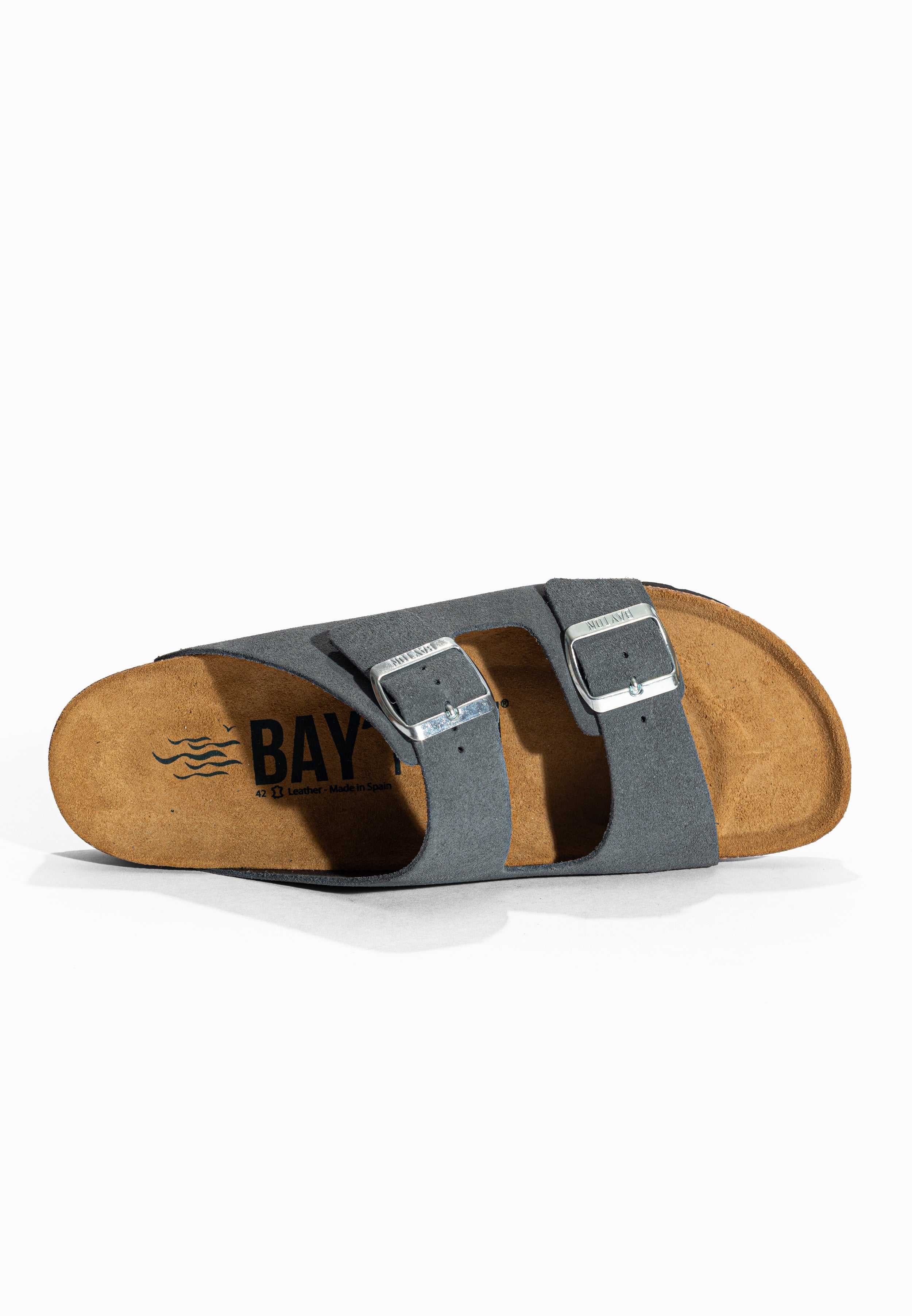 Sandales 2 Brides Atlas Gris en Cuir Suédé Bayton pour Homme