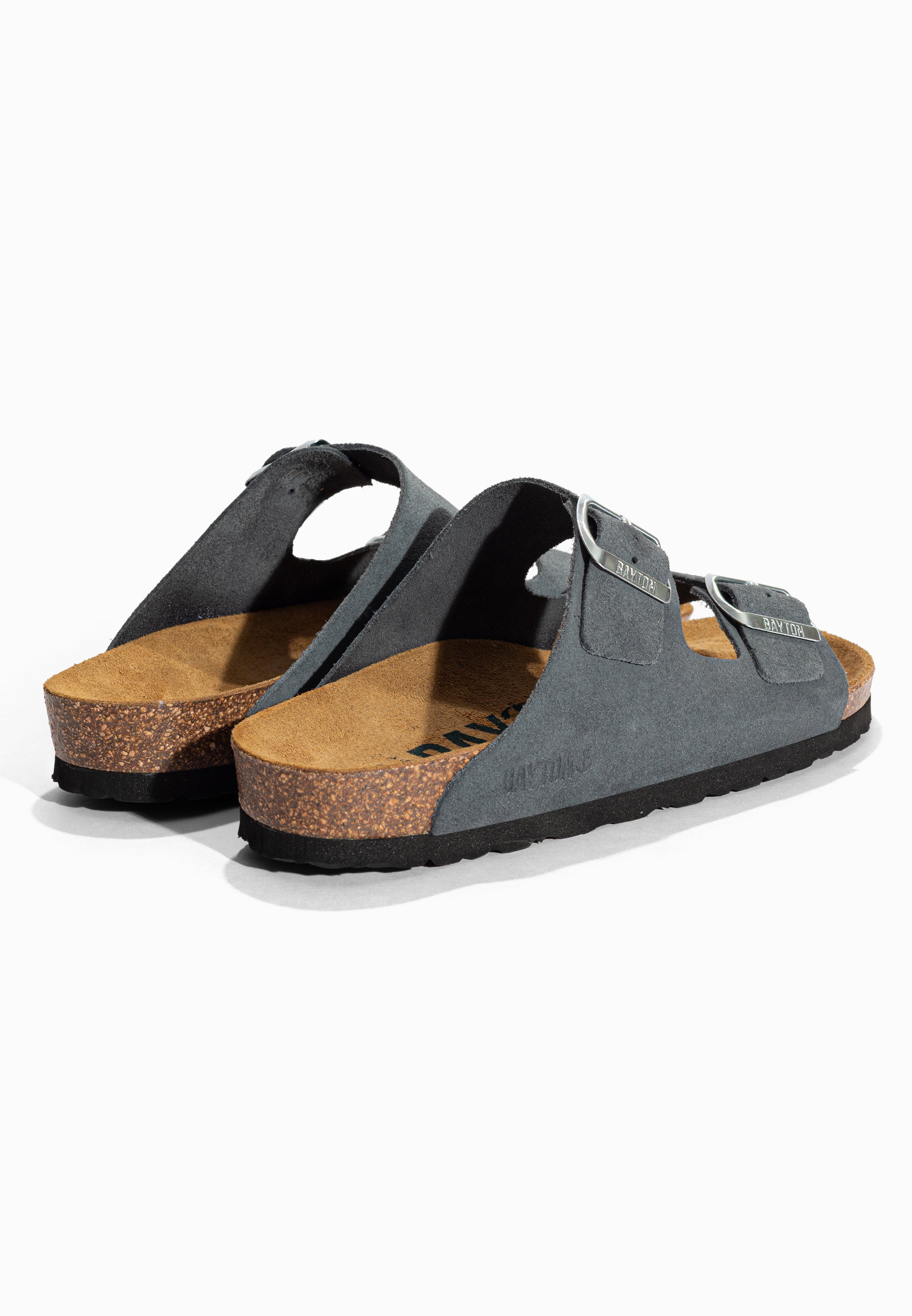 Sandales 2 Brides Atlas Gris en Cuir Suédé Bayton pour Homme