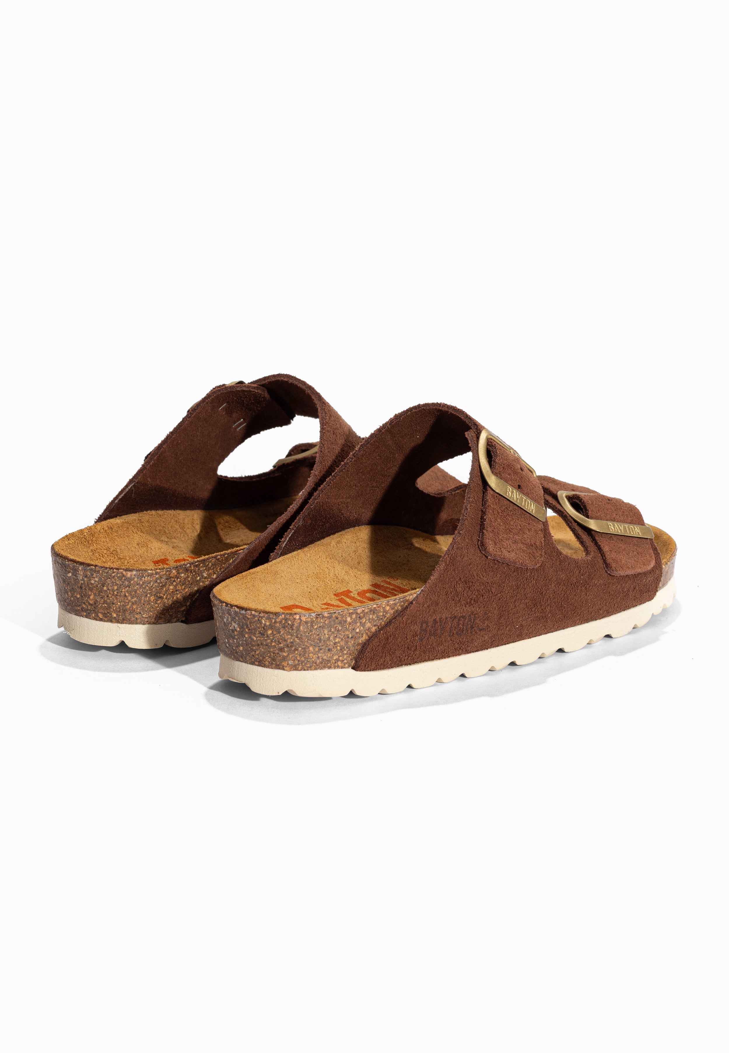 Sandales 2 Brides Atlas Marron en Cuir Suédé Bayton pour Femme