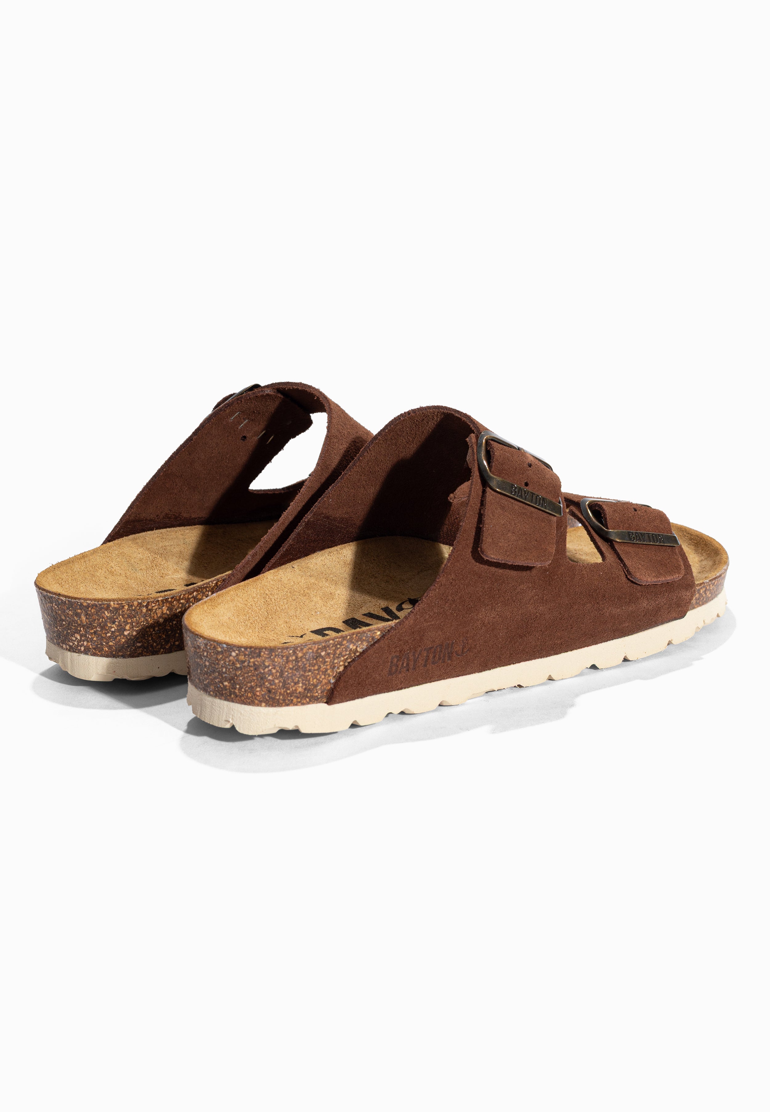 Sandales 2 Brides Atlas Marron en Cuir Suédé Bayton pour Homme