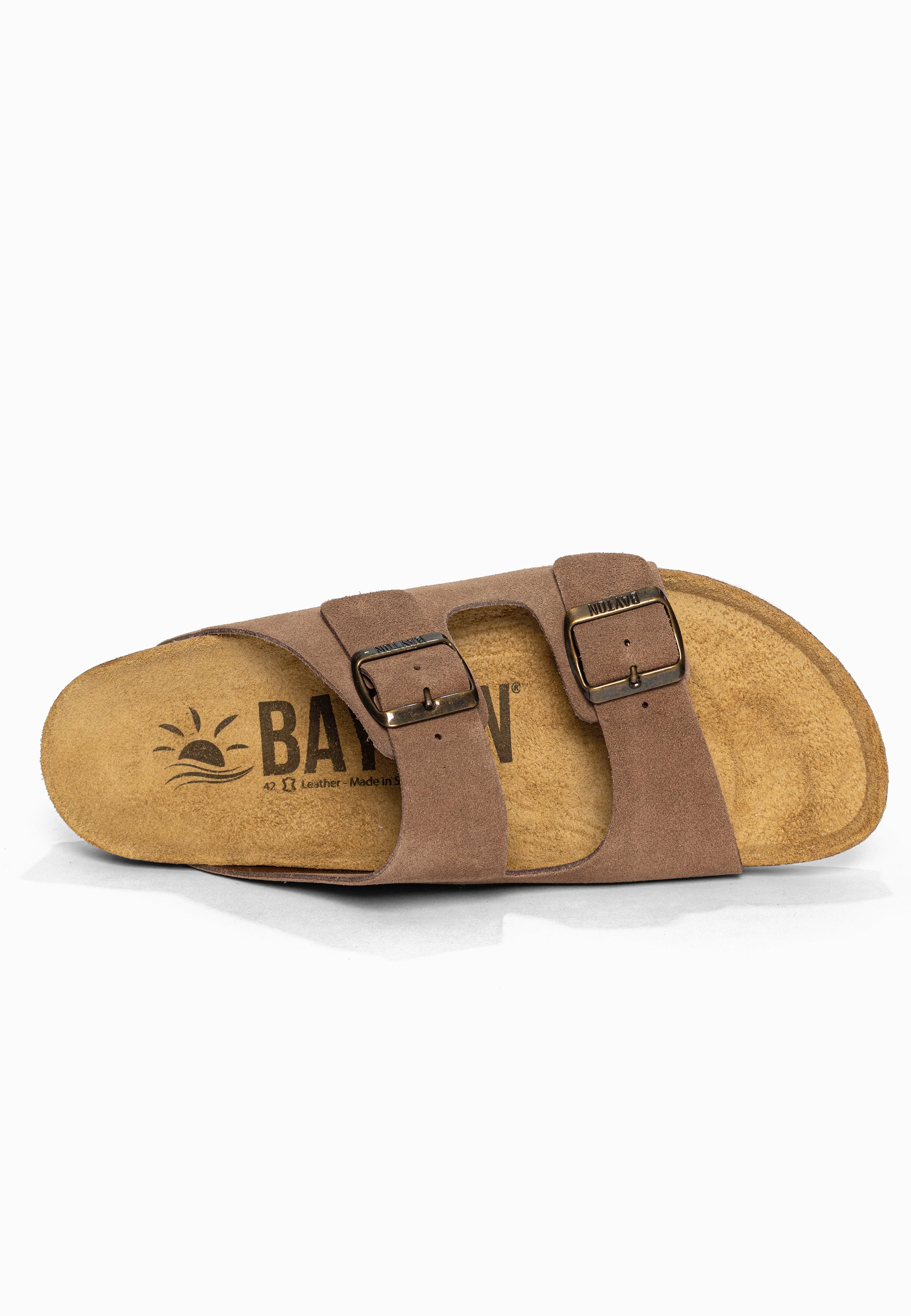 Sandales 2 Brides Atlas Beige foncé en Cuir Suédé Bayton pour Homme
