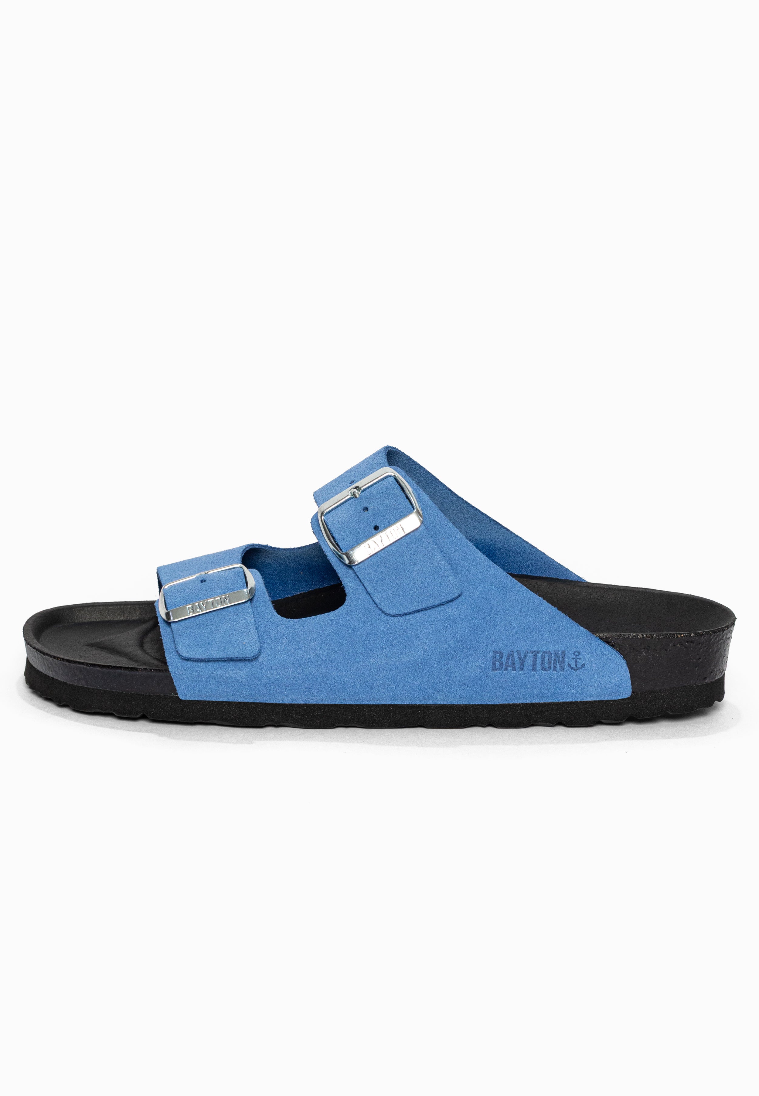 Sandales 2 Brides Atlas Bleu en Cuir Suédé Bayton pour Homme