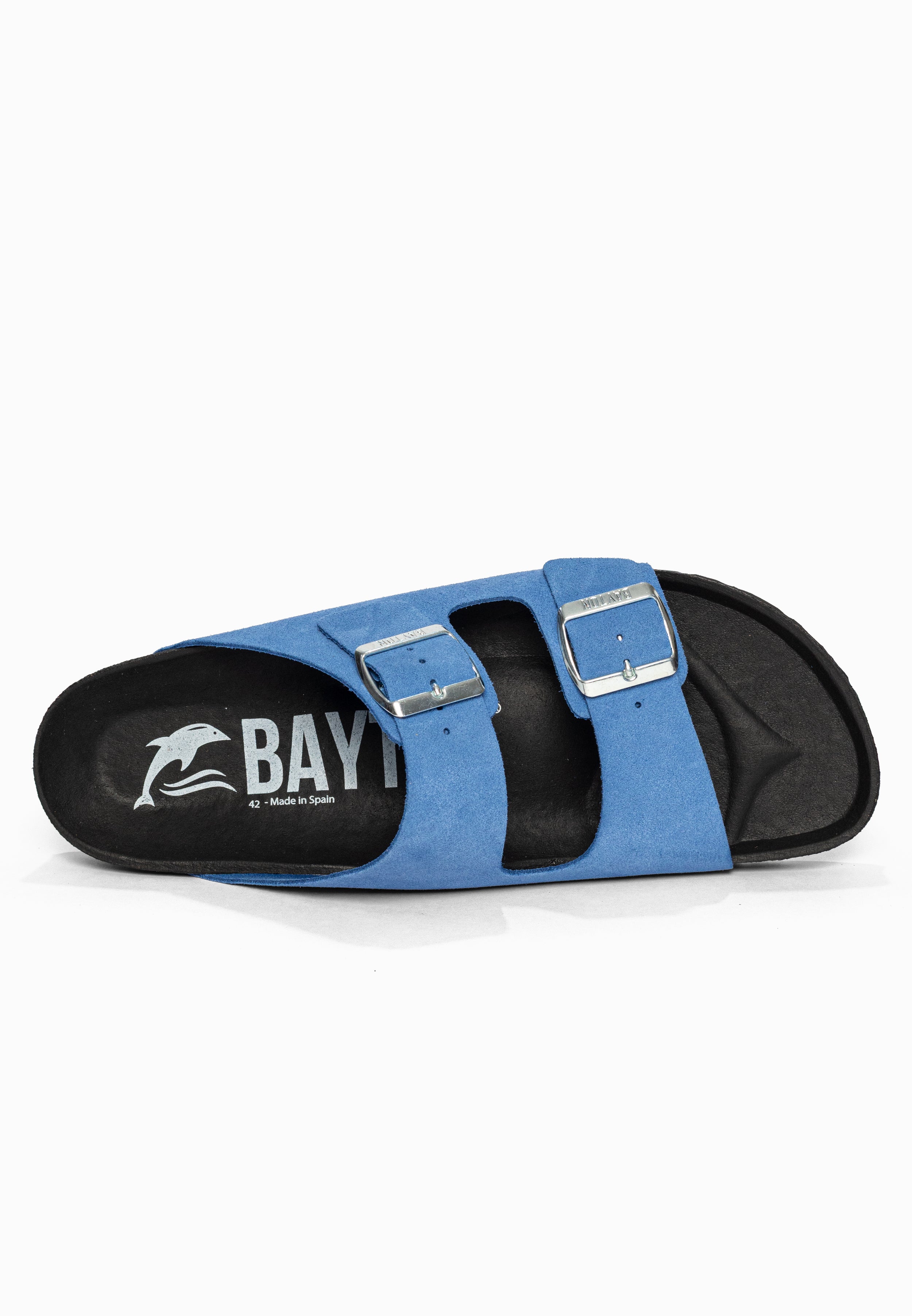 Sandales 2 Brides Atlas Bleu en Cuir Suédé Bayton pour Homme