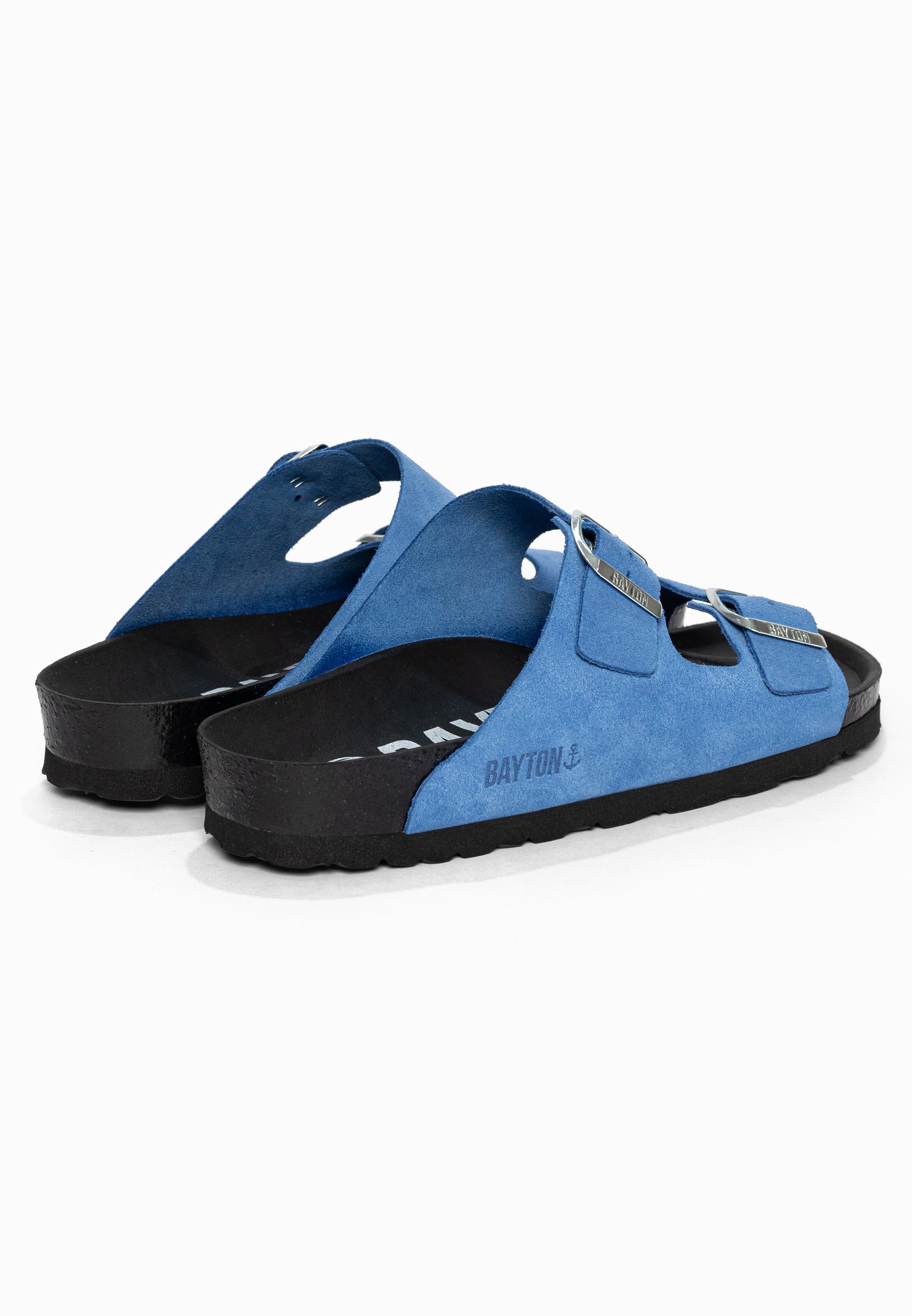 Sandales 2 Brides Atlas Bleu en Cuir Suédé Bayton pour Homme