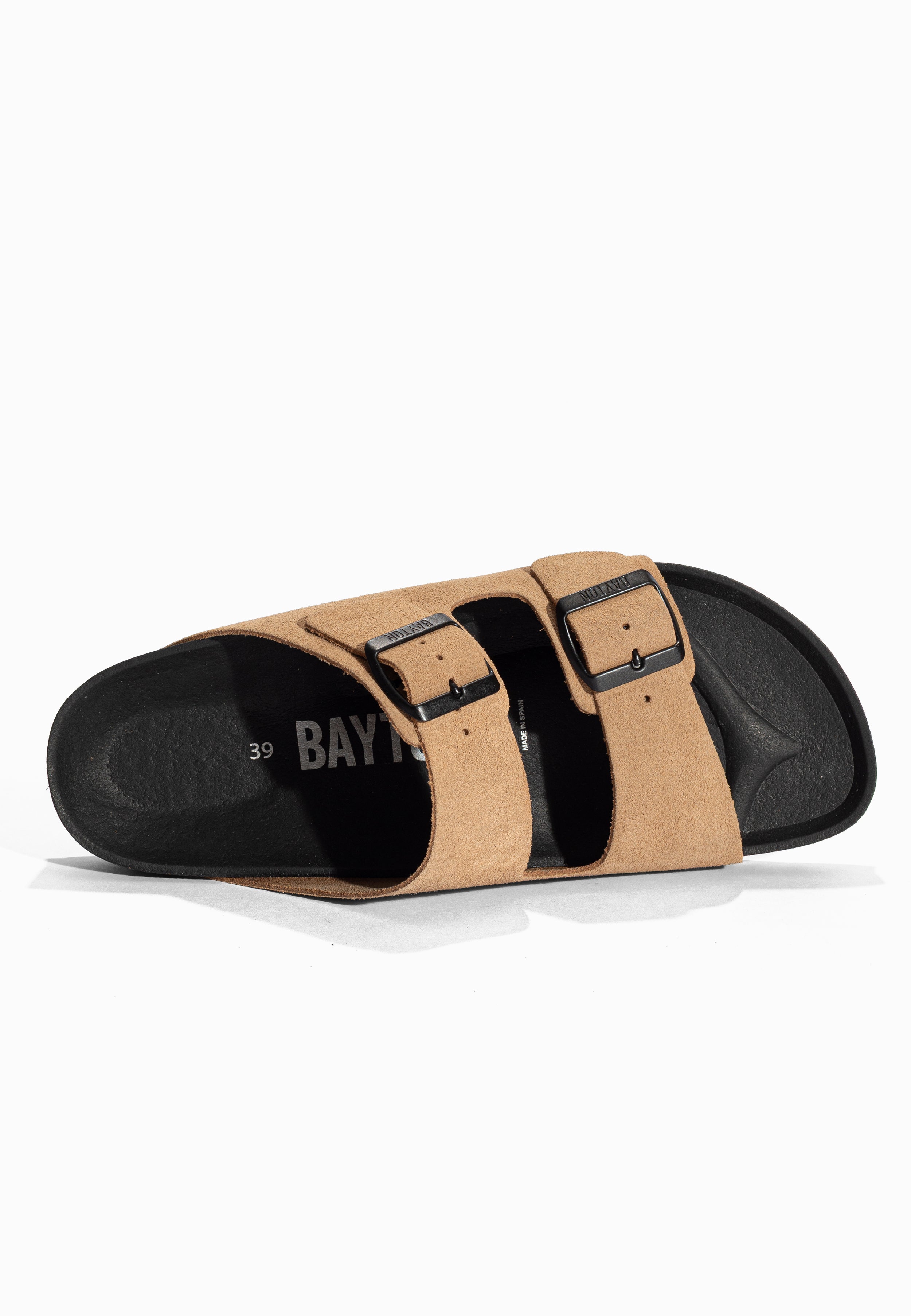 Sandales 2 Brides Atlas Beige foncé en Cuir Suédé Bayton pour Femme