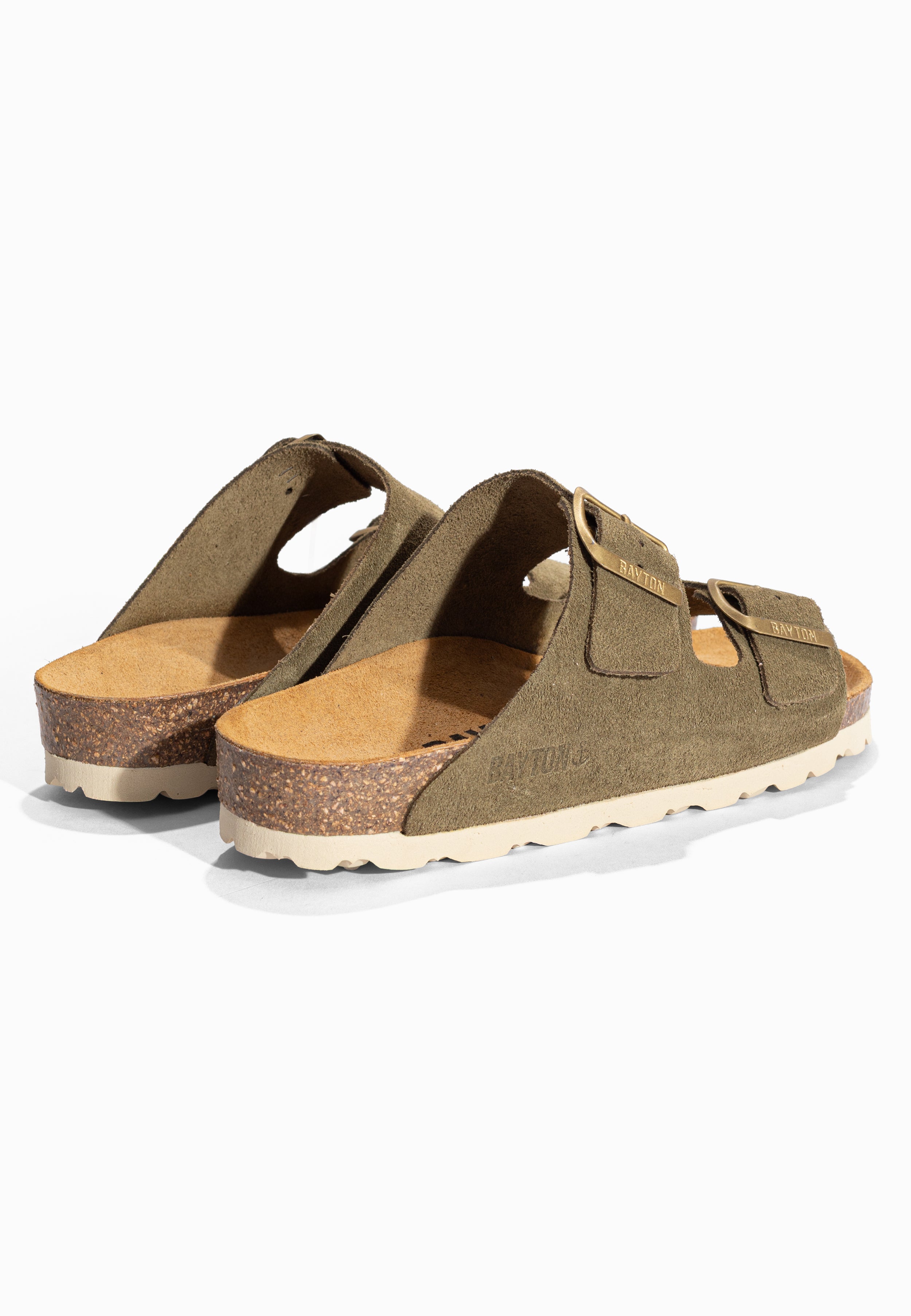 Sandales 2 Brides Atlas Kaki en Cuir Suédé Bayton pour Femme