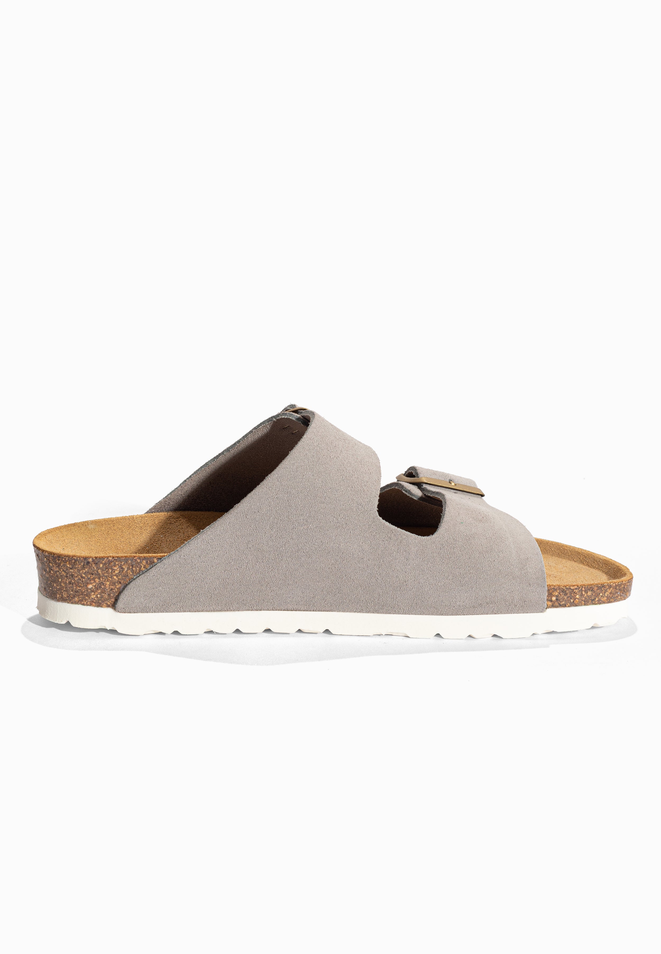Sandales 2 Brides Atlas Gris en Cuir Suédé Bayton pour Femme