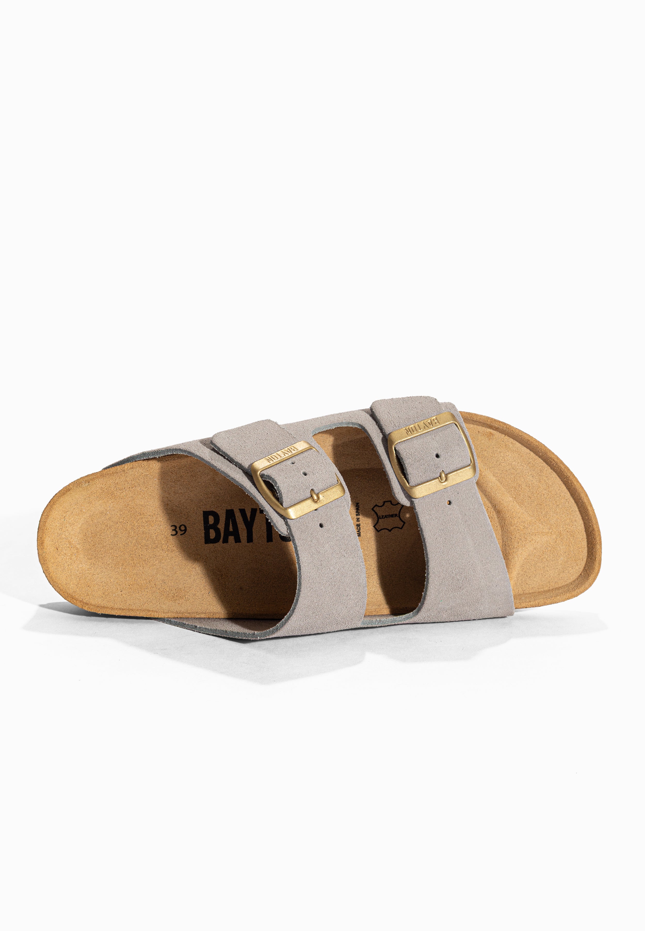 Sandales 2 Brides Atlas Gris en Cuir Suédé Bayton pour Femme