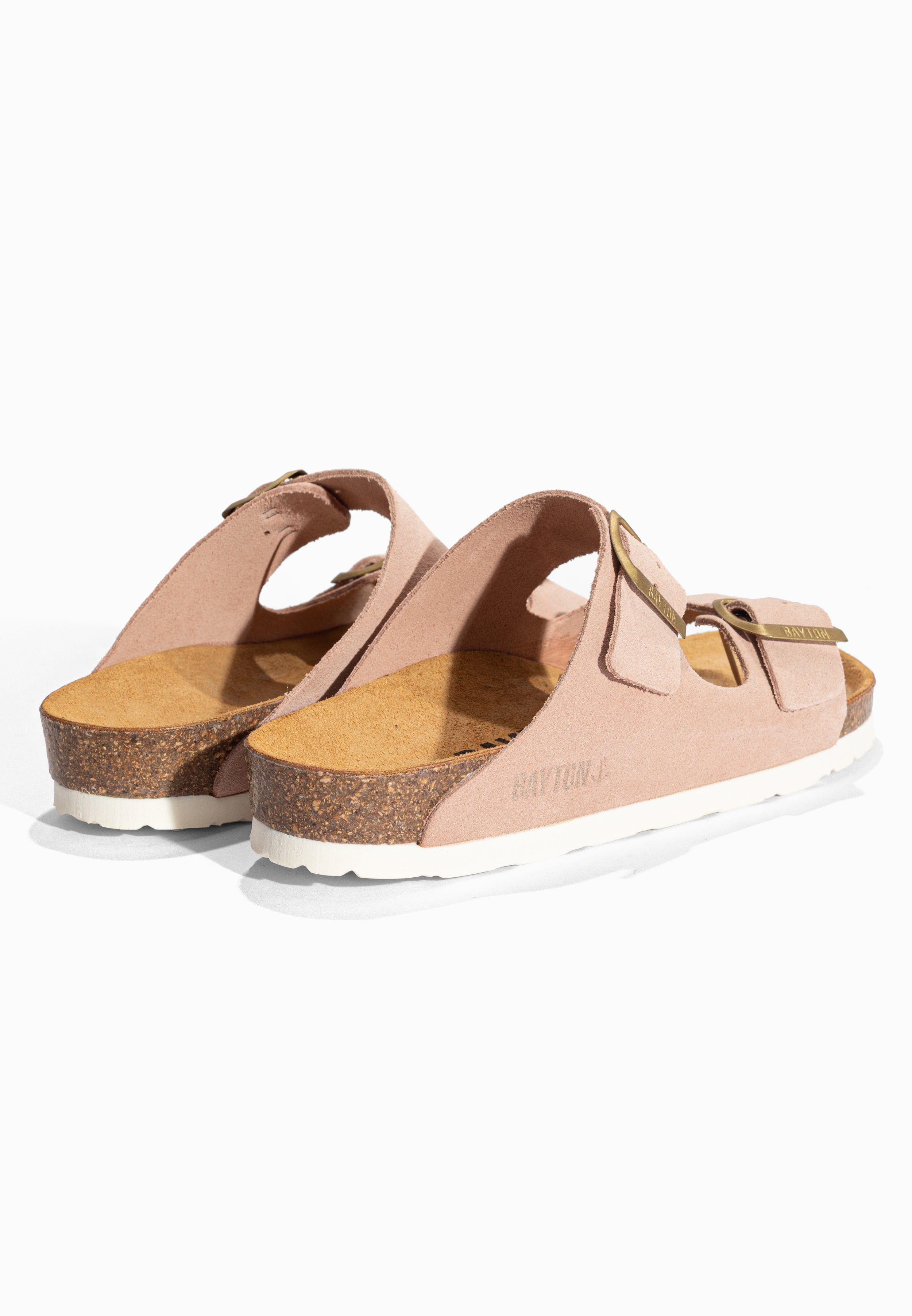 Sandales 2 Brides Atlas Rose en Cuir Suédé Bayton pour Femme