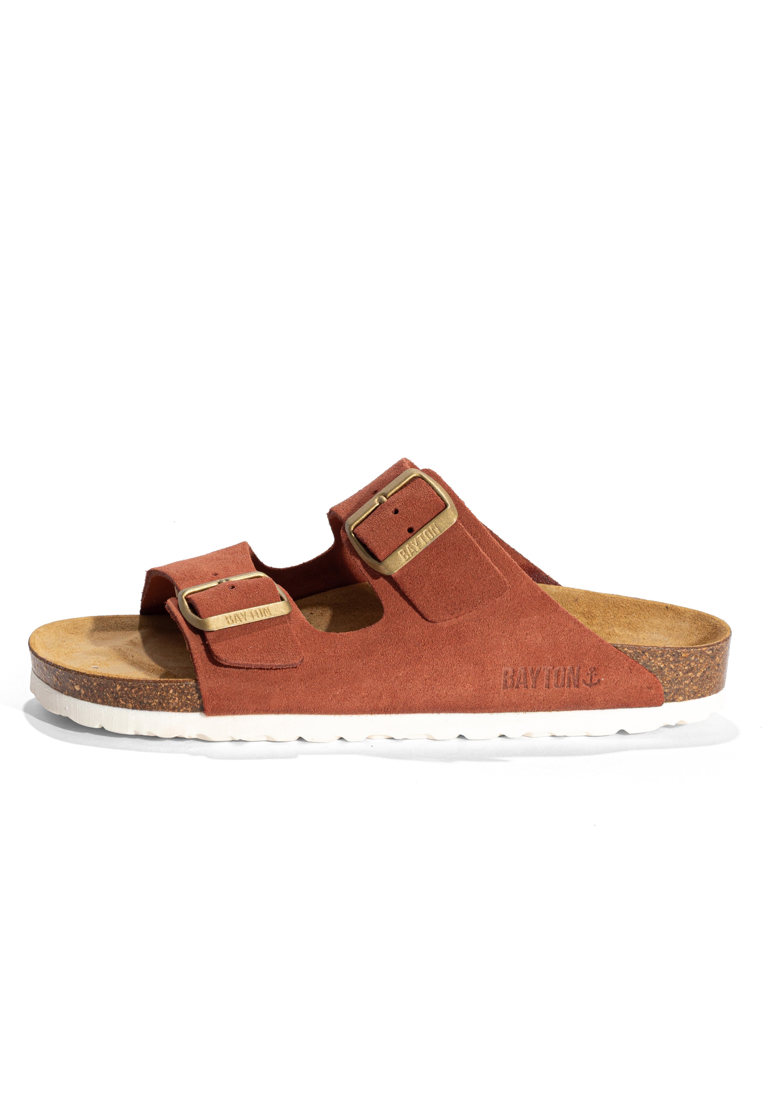 Sandales 2 Brides Atlas Terracotta en Cuir Suédé Bayton pour Femme