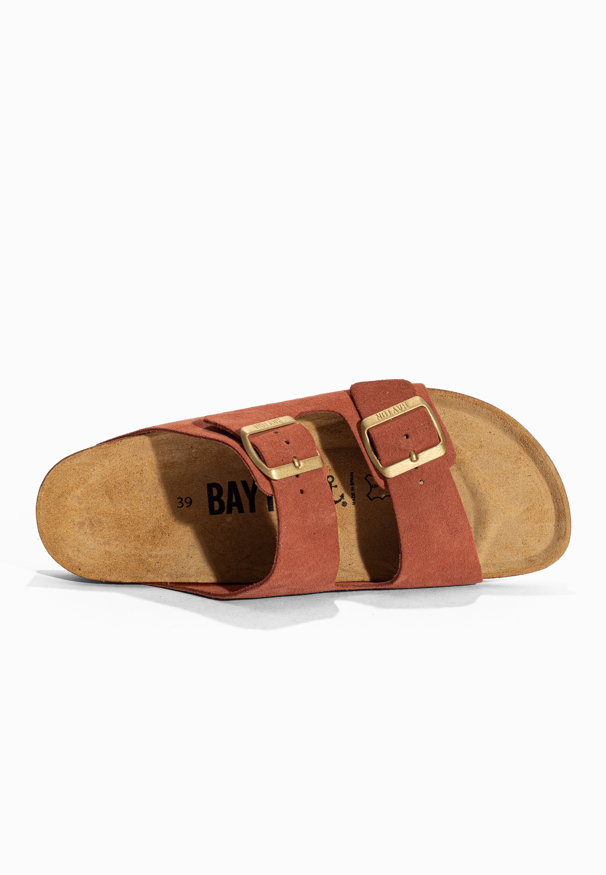 Sandales 2 Brides Atlas Terracotta en Cuir Suédé Bayton pour Femme