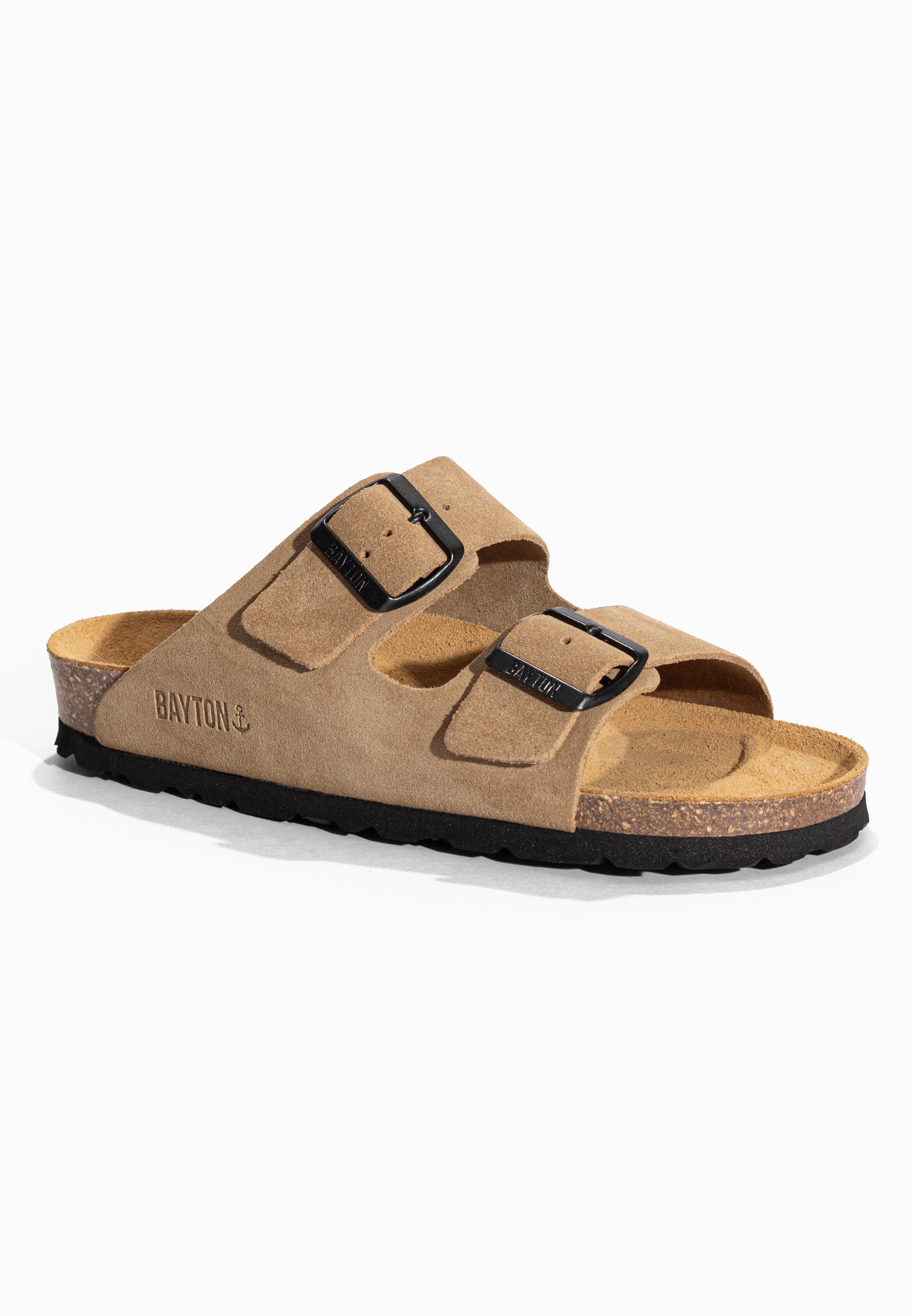 Sandales 2 Brides Atlas Beige en Cuir Suédé Bayton pour Femme