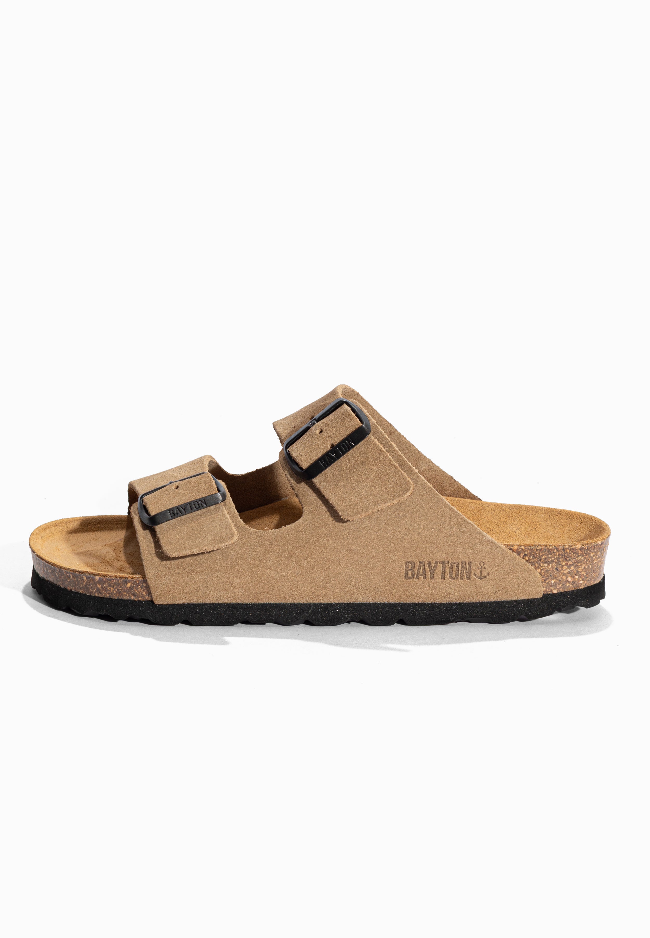 Sandales 2 Brides Atlas Beige en Cuir Suédé Bayton pour Femme