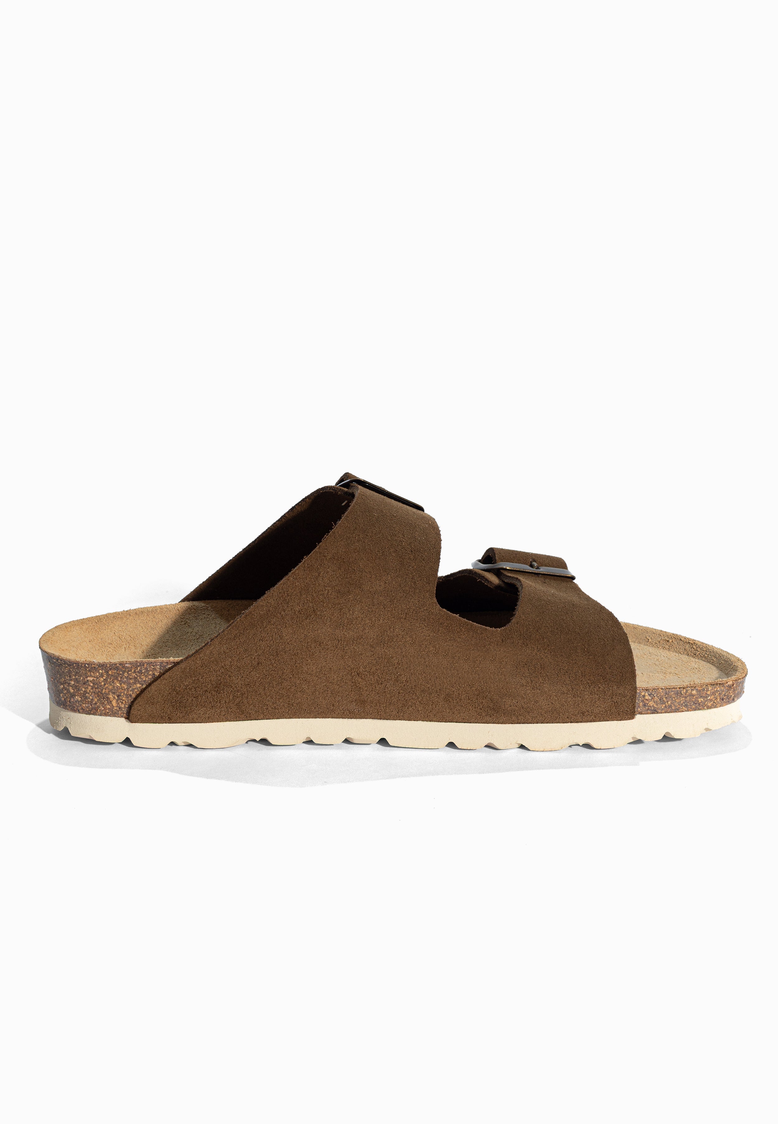 Sandales 2 Brides Atlas Marron en Cuir Suédé Bayton pour Femme
