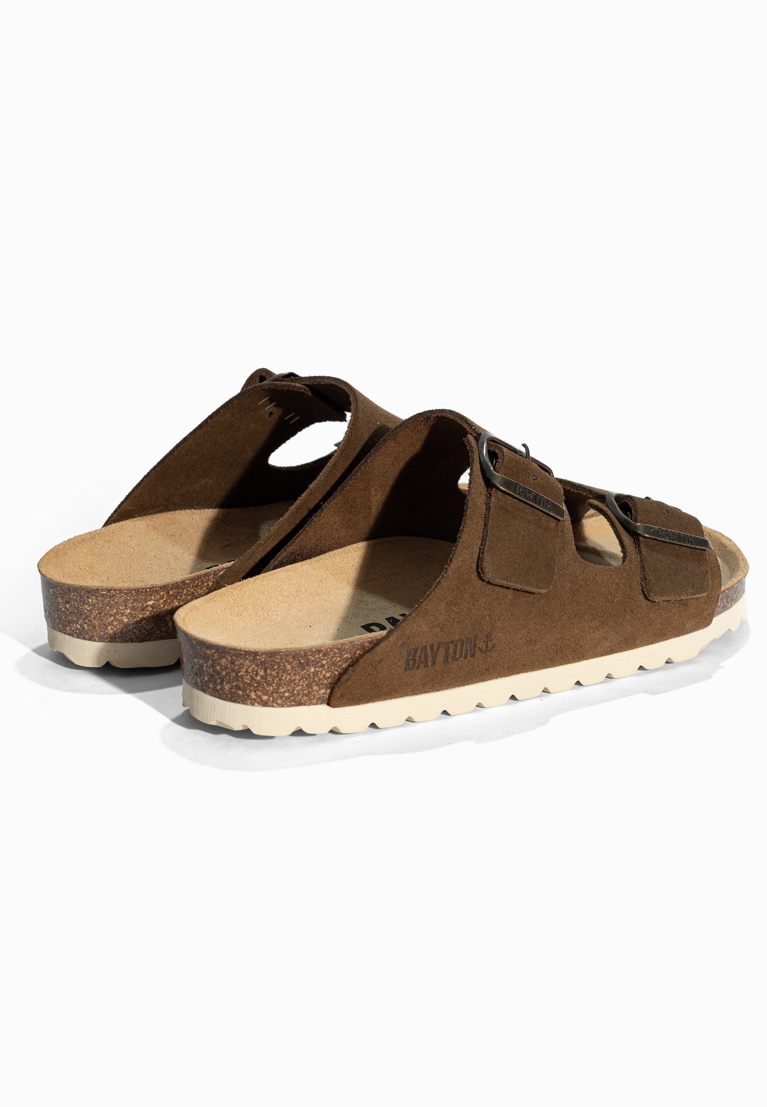 Sandales 2 Brides Atlas Marron en Cuir Suédé Bayton pour Femme