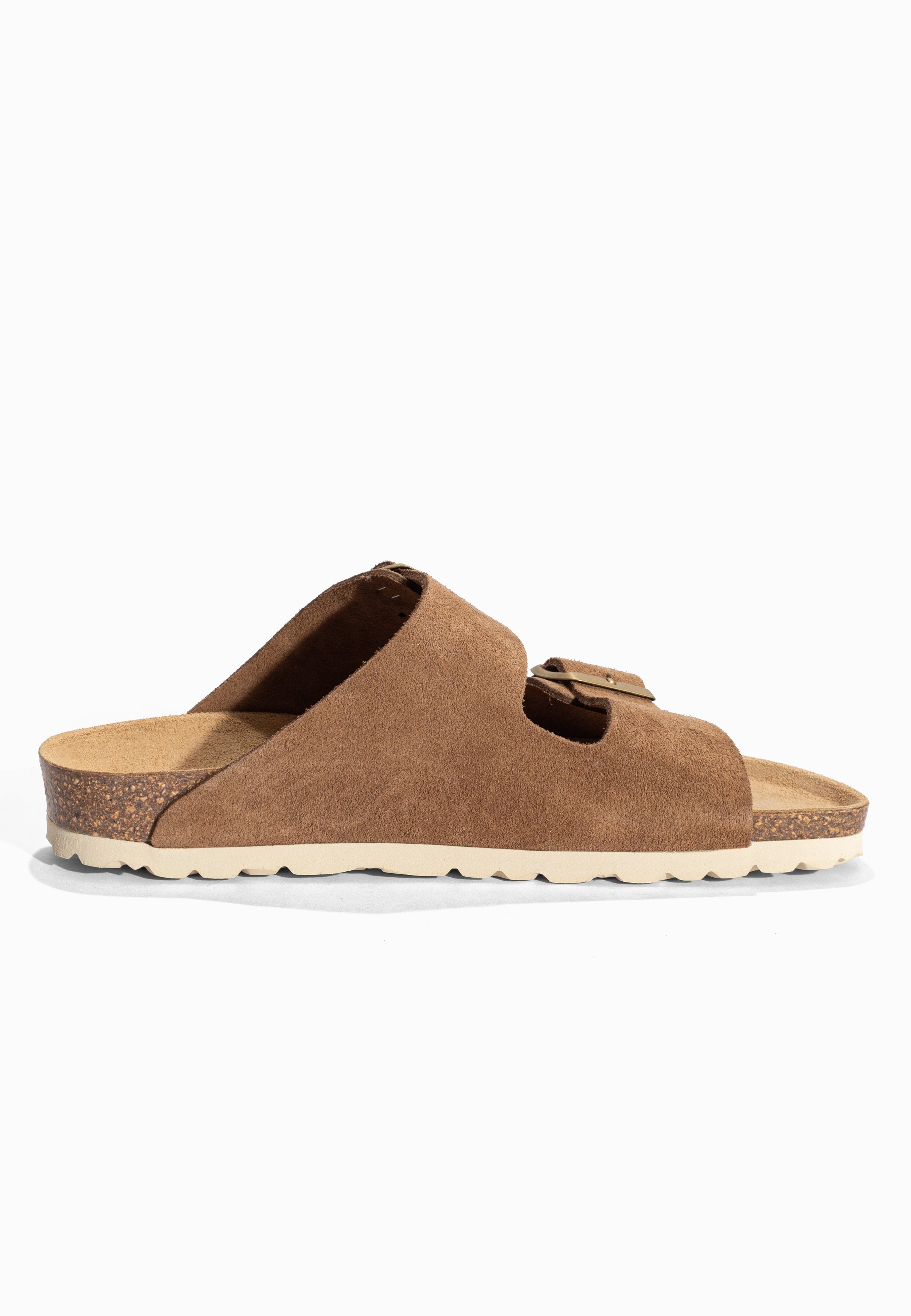 Sandales 2 Brides Atlas Taupe en Cuir Suédé Bayton pour Femme