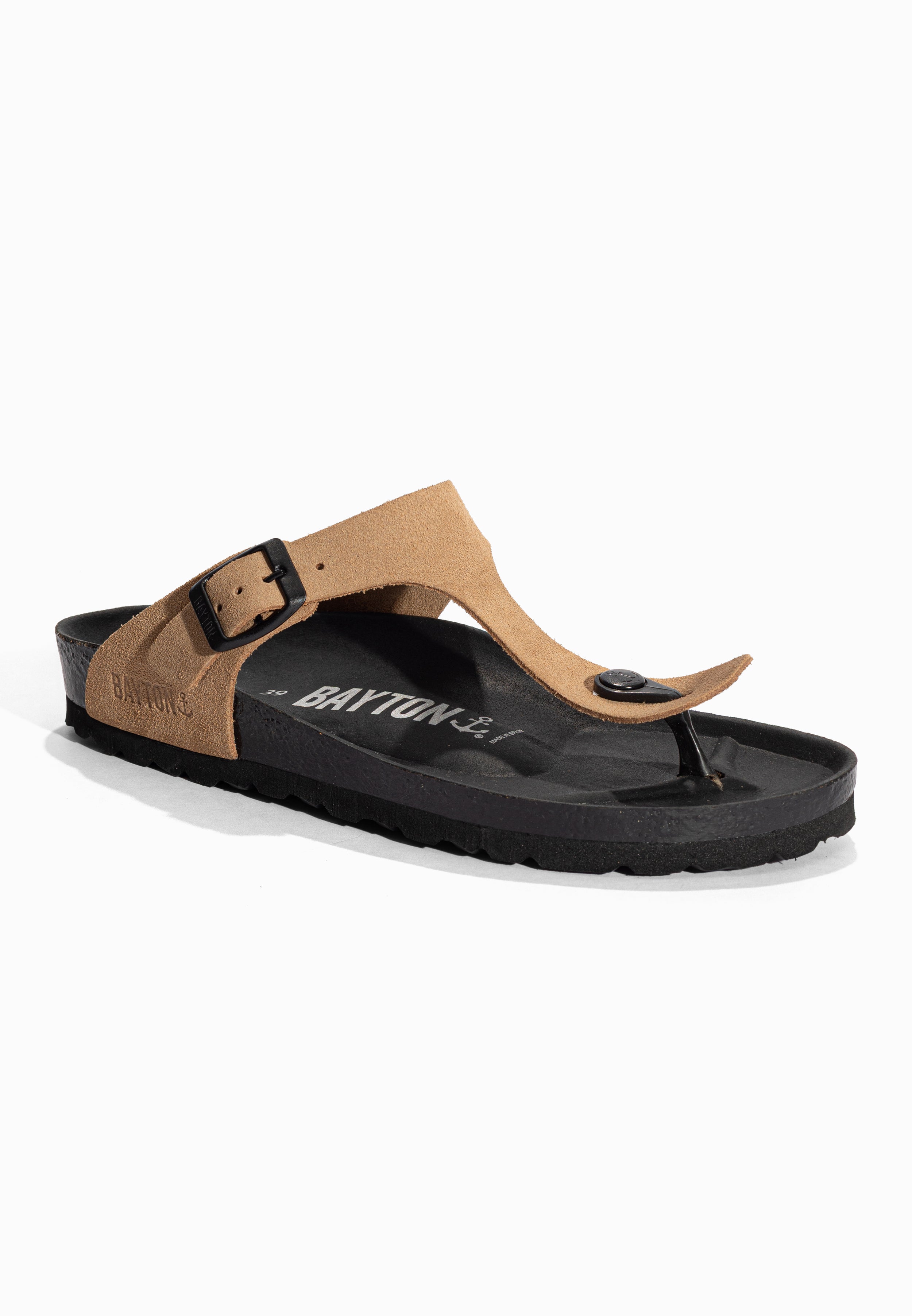 Sandales à Entre-doigts Mercure Beige foncé en Cuir Suédé Bayton pour Femme