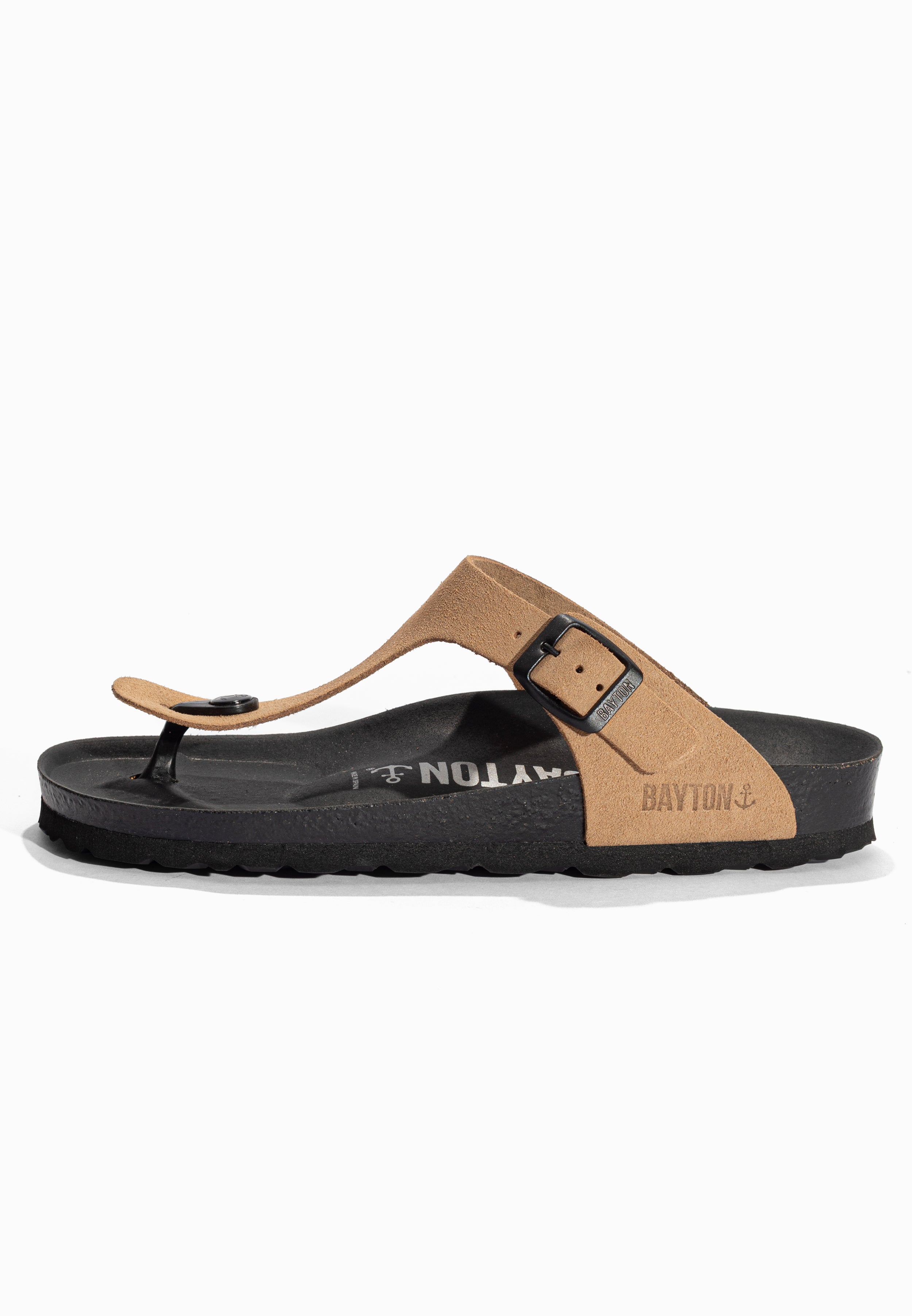 Sandales à Entre-doigts Mercure Beige foncé en Cuir Suédé Bayton pour Femme