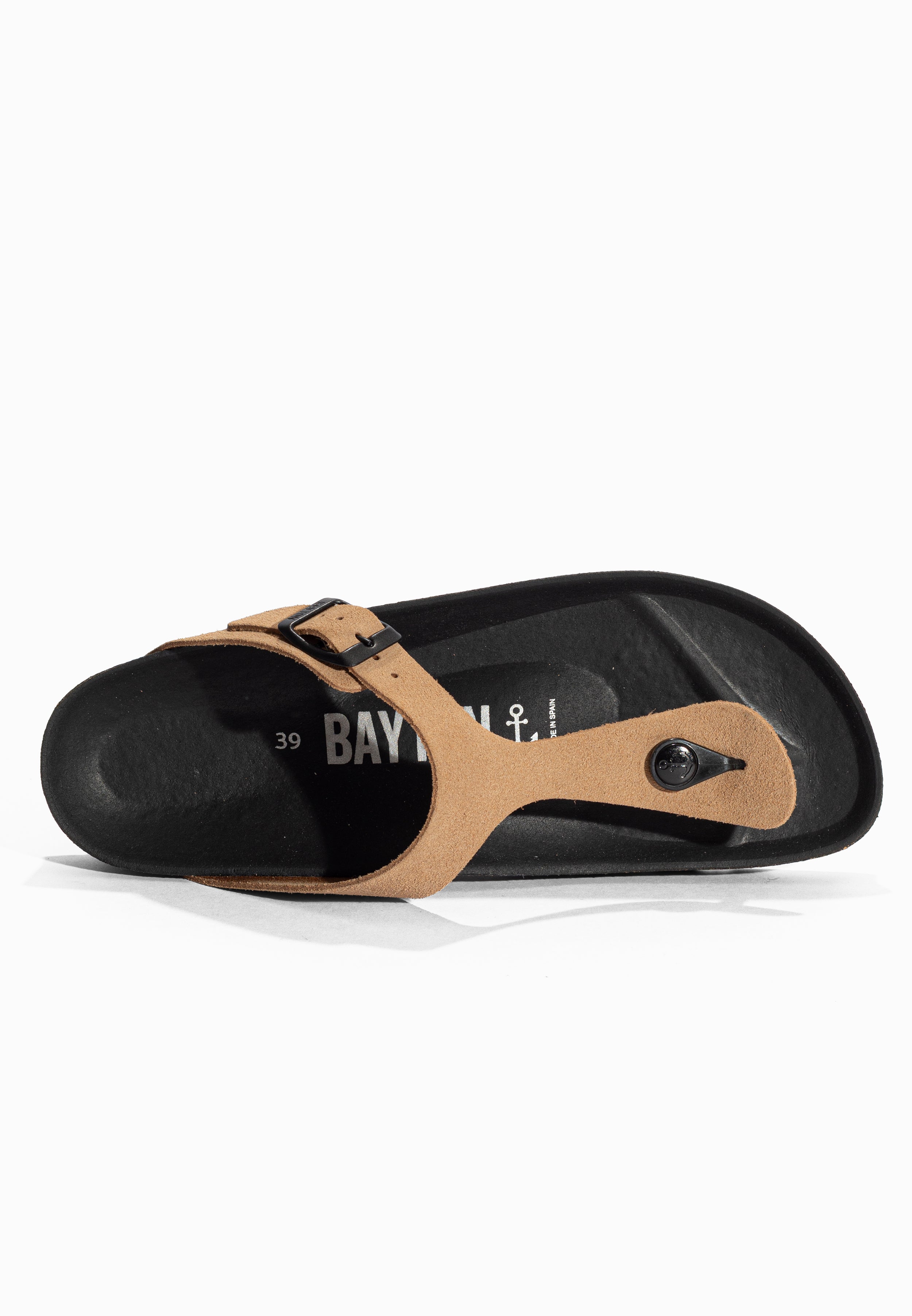 Sandales à Entre-doigts Mercure Beige foncé en Cuir Suédé Bayton pour Femme