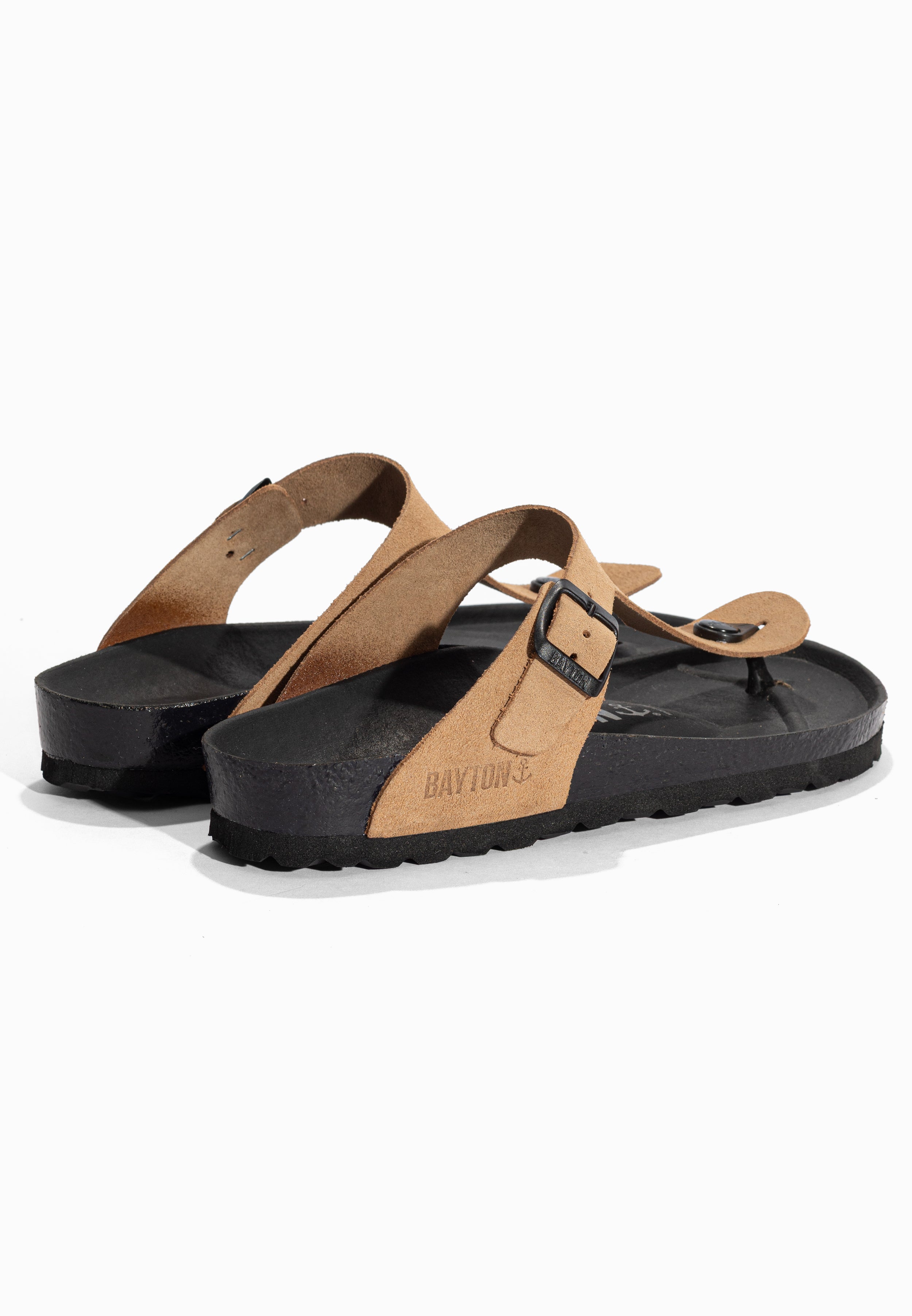 Sandales à Entre-doigts Mercure Beige foncé en Cuir Suédé Bayton pour Femme