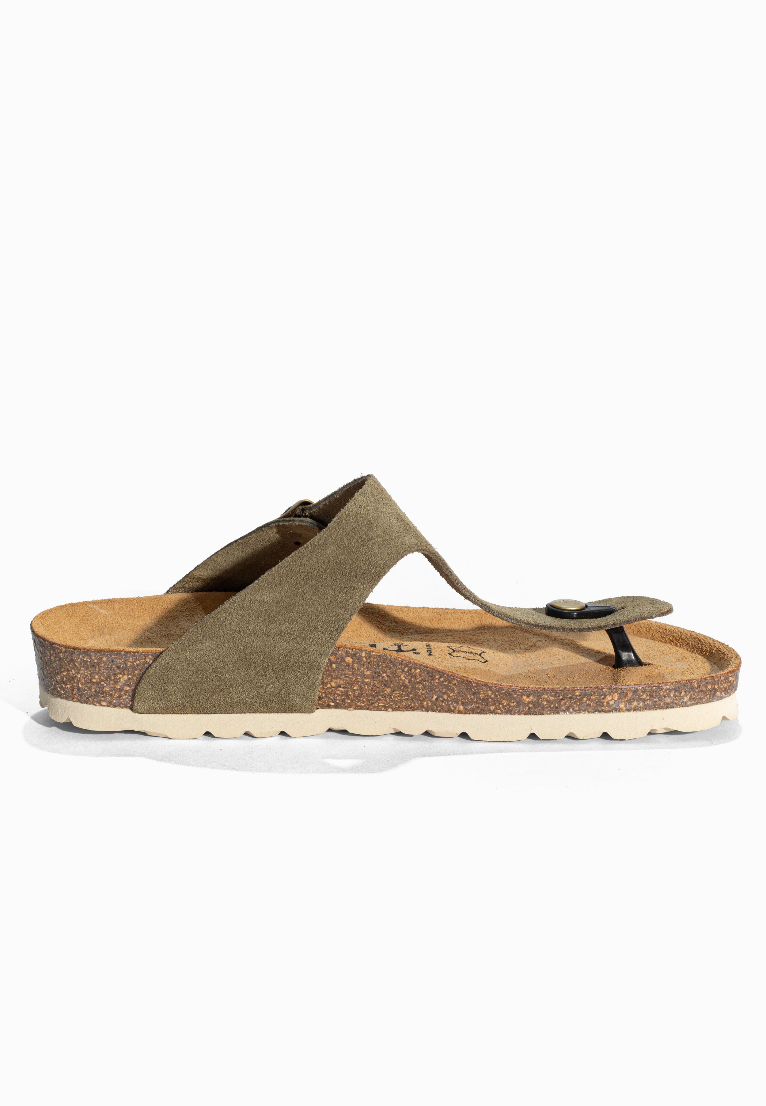Sandales à Entre-doigts Mercure Kaki en Cuir Suédé Bayton pour Femme