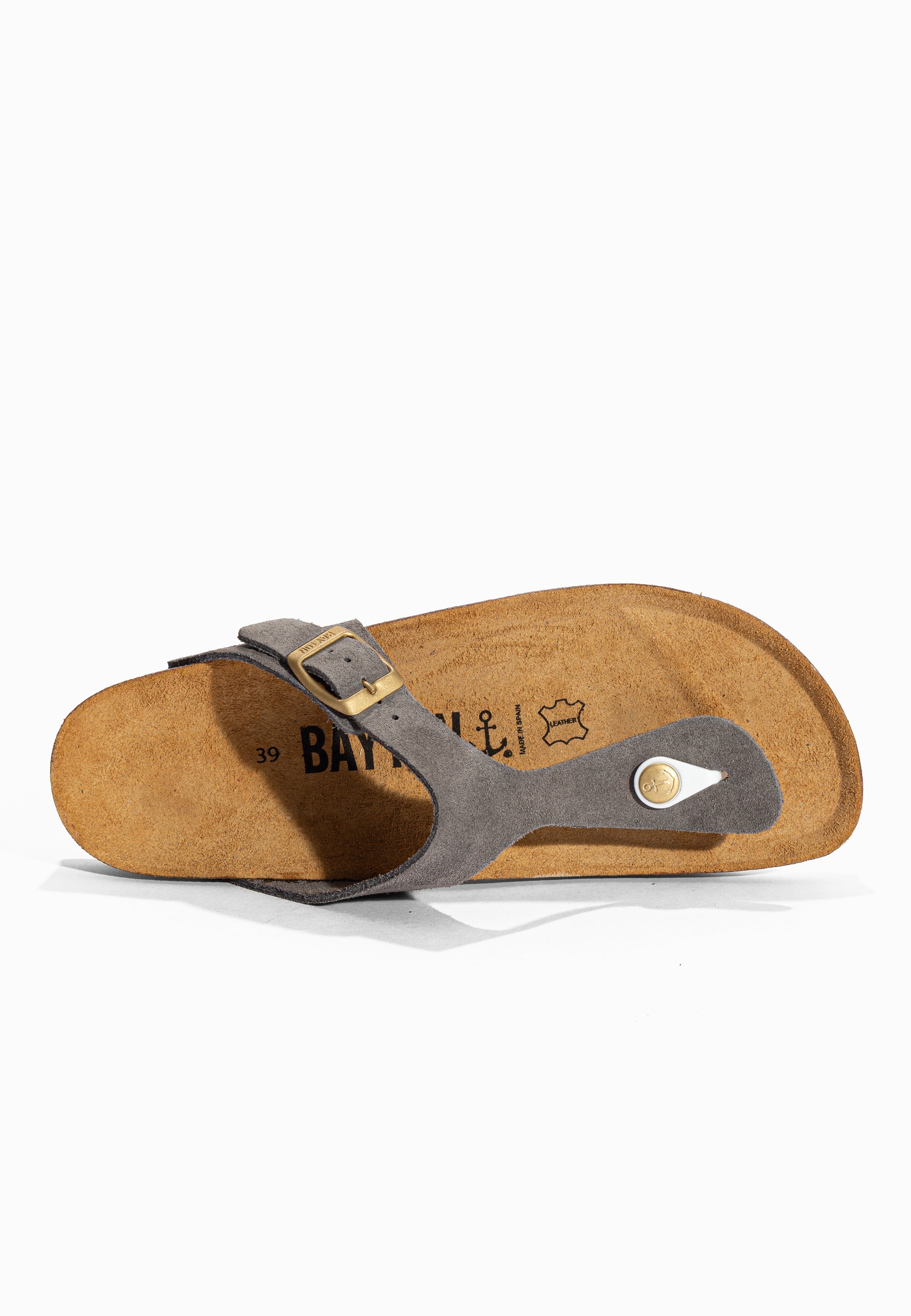 Sandales à Entre-doigts Mercure Gris en Cuir Suédé Bayton pour Femme