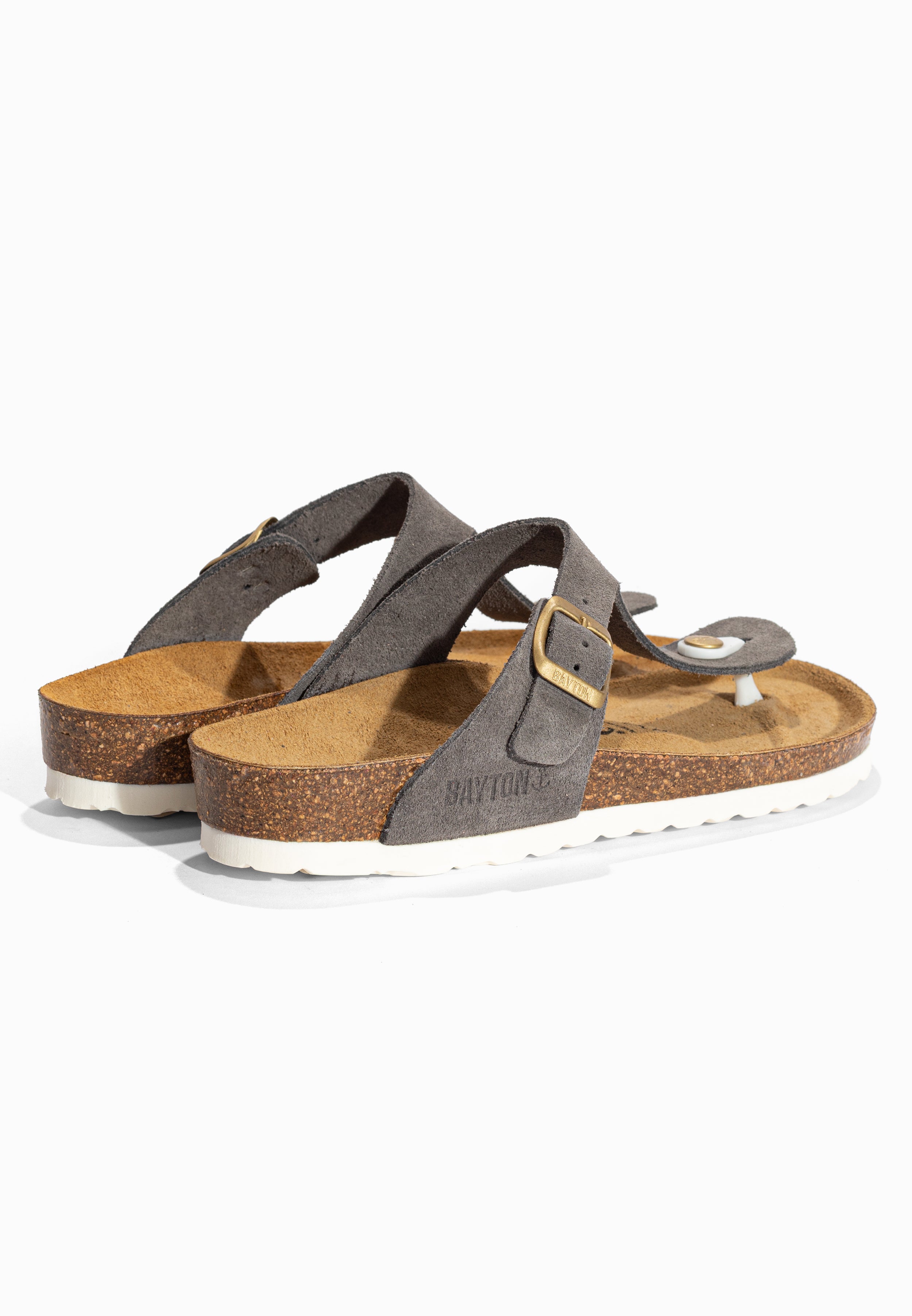 Sandales à Entre-doigts Mercure Gris en Cuir Suédé Bayton pour Femme