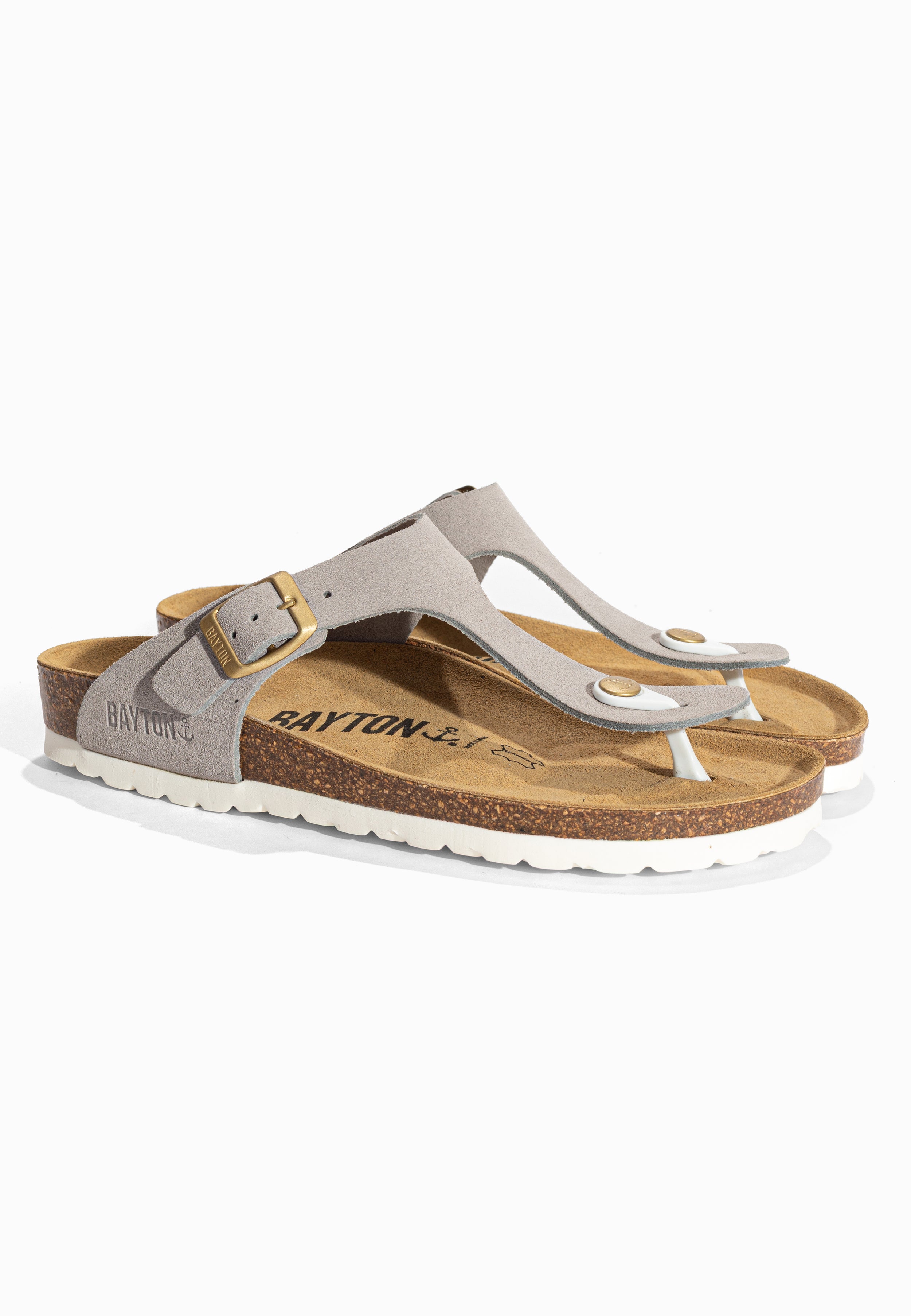 Sandales à Entre-doigts Mercure Gris en Cuir Suédé Bayton pour Femme
