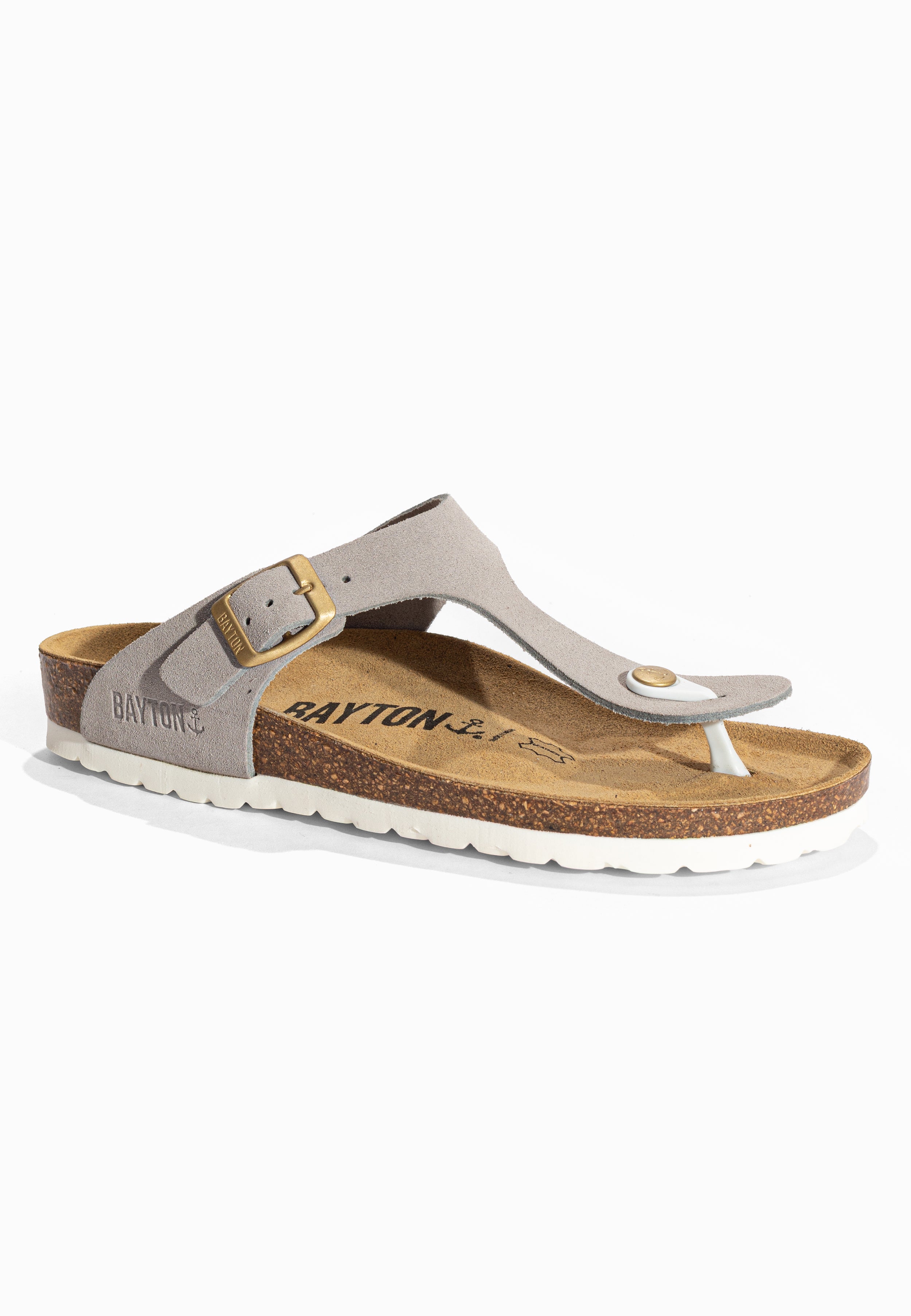 Sandales à Entre-doigts Mercure Gris en Cuir Suédé Bayton pour Femme