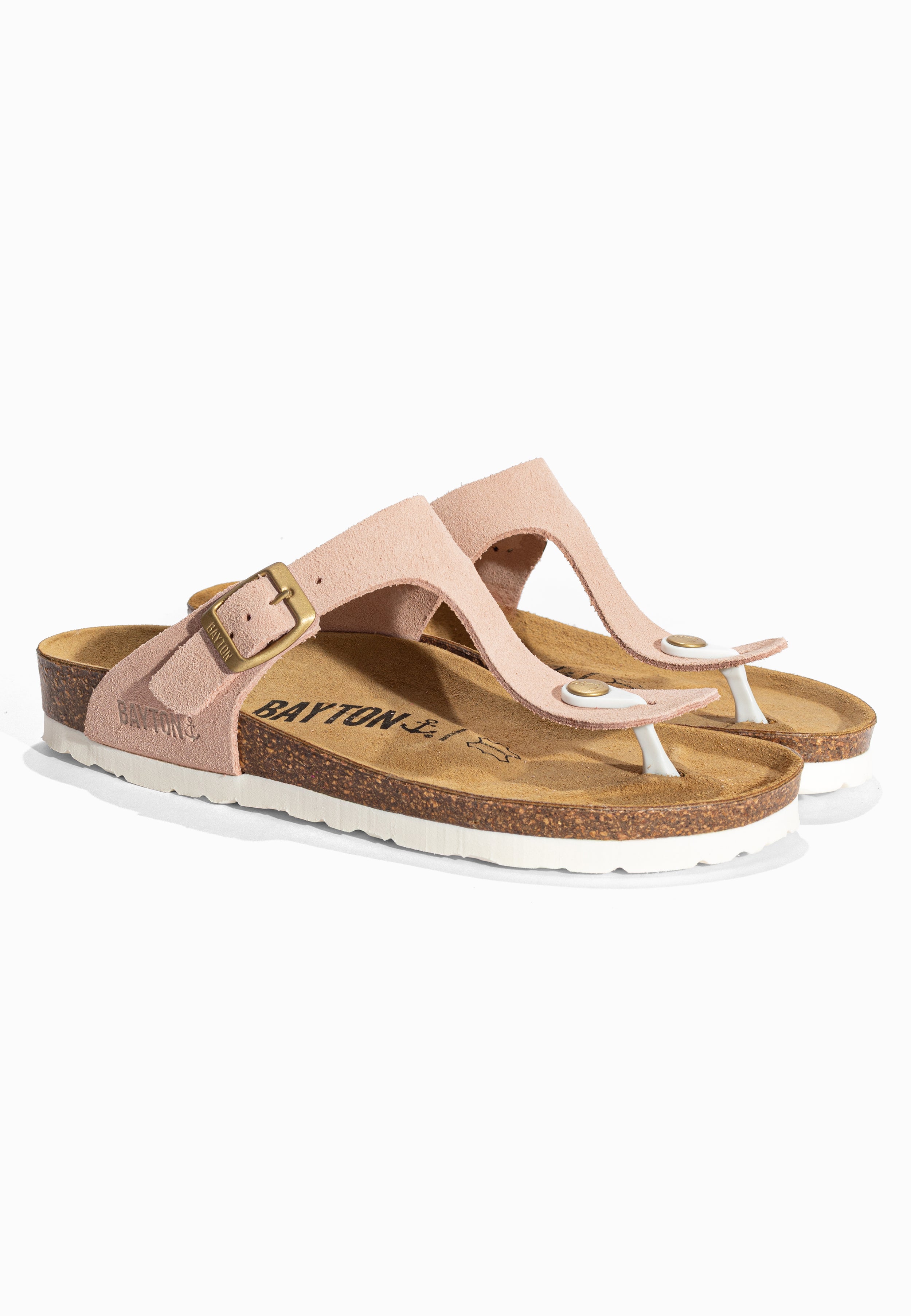 Sandales à Entre-doigts Mercure Rose en Cuir Suédé Bayton pour Femme