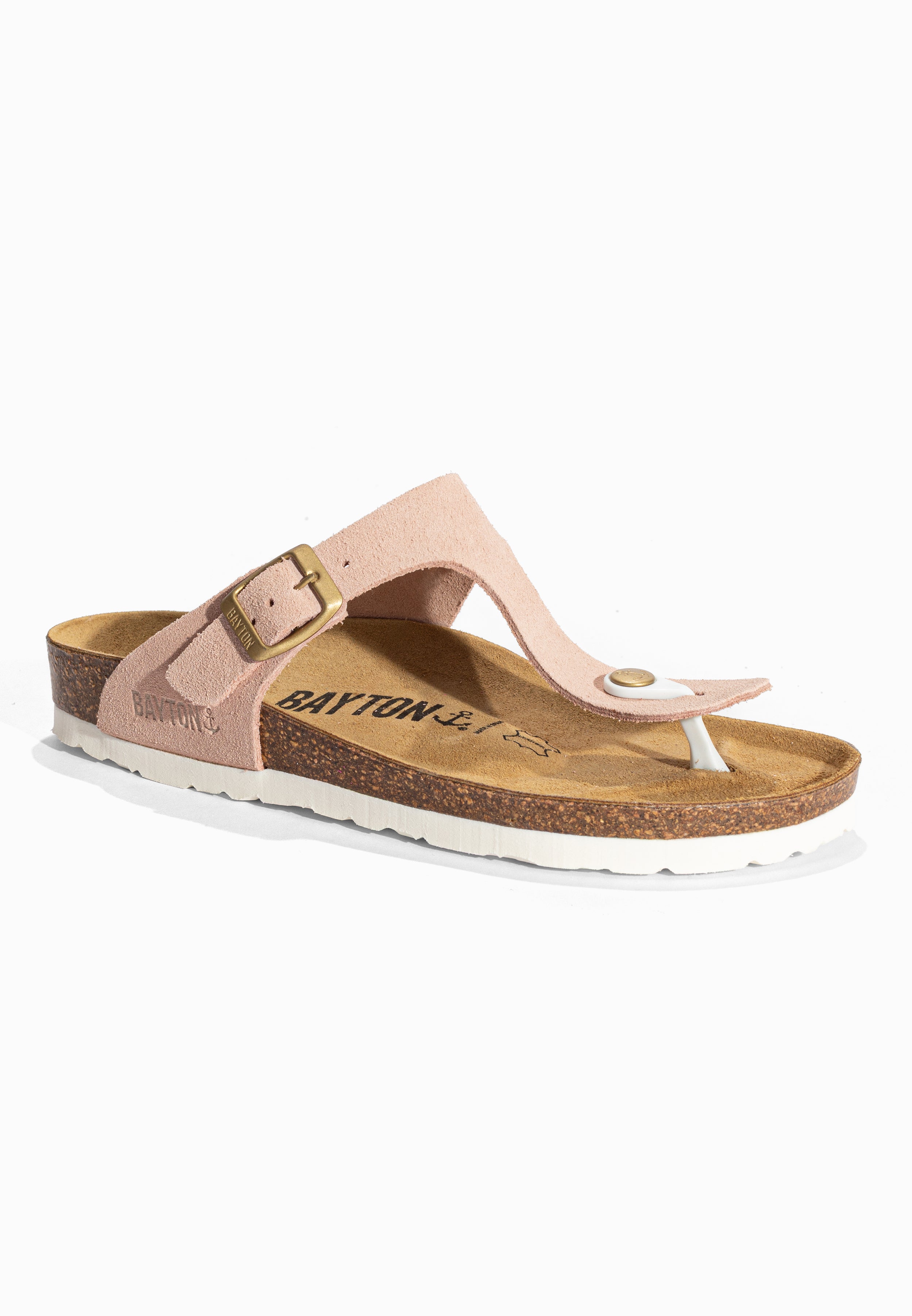 Sandales à Entre-doigts Mercure Rose en Cuir Suédé Bayton pour Femme