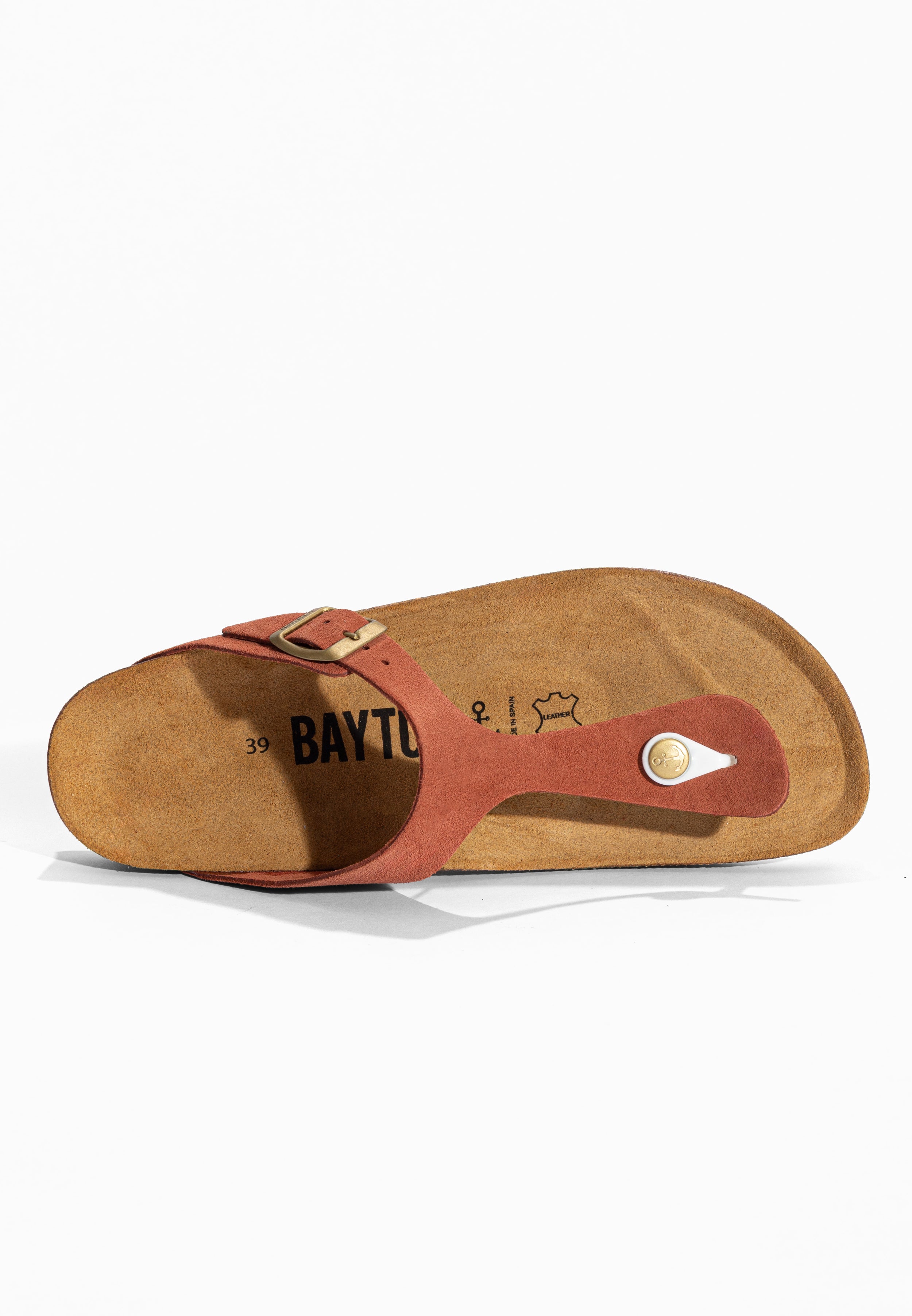 Sandales à Entre-doigts Mercure Terracotta en Cuir Suédé Bayton pour Femme