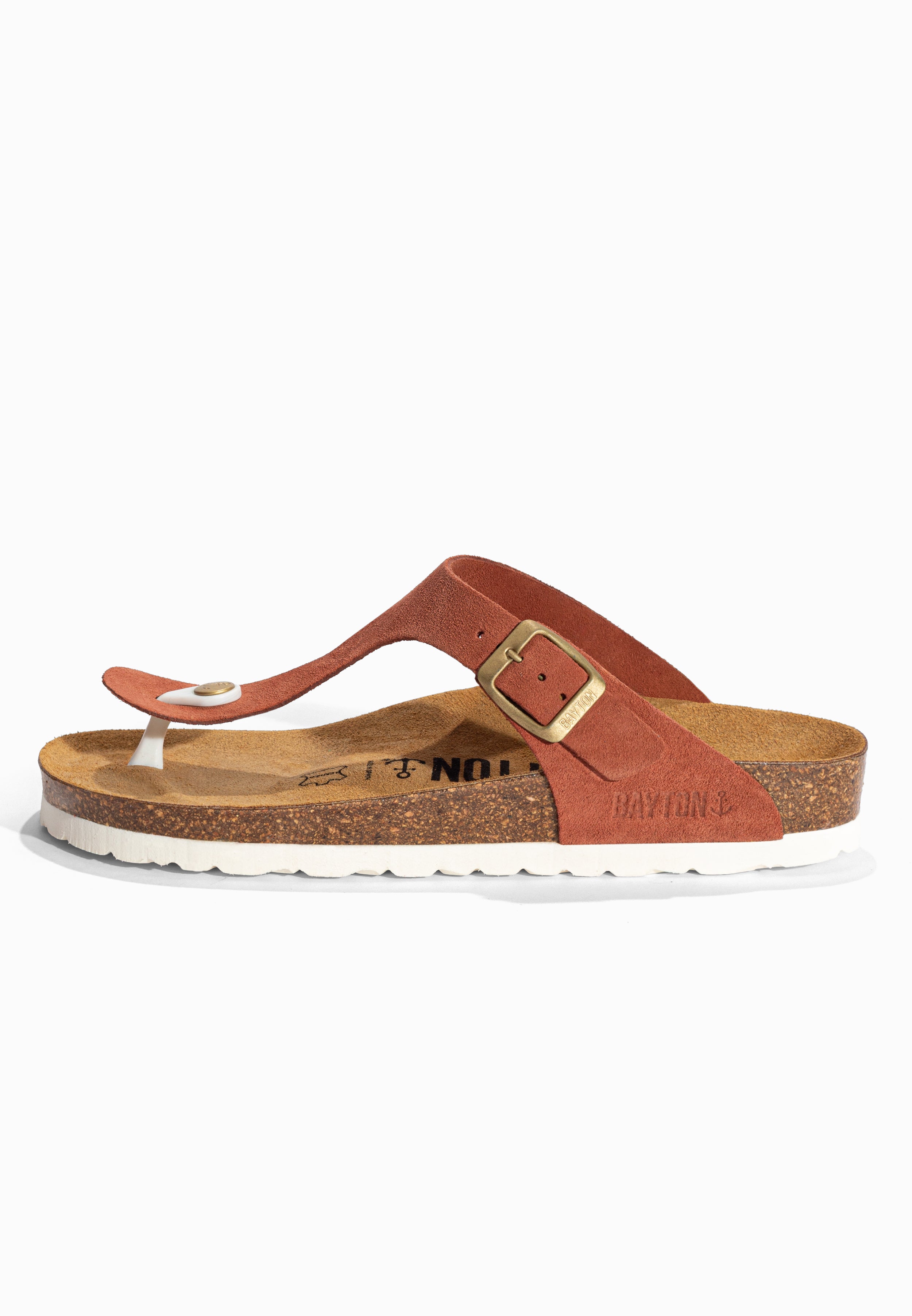 Sandales à Entre-doigts Mercure Terracotta en Cuir Suédé Bayton pour Femme