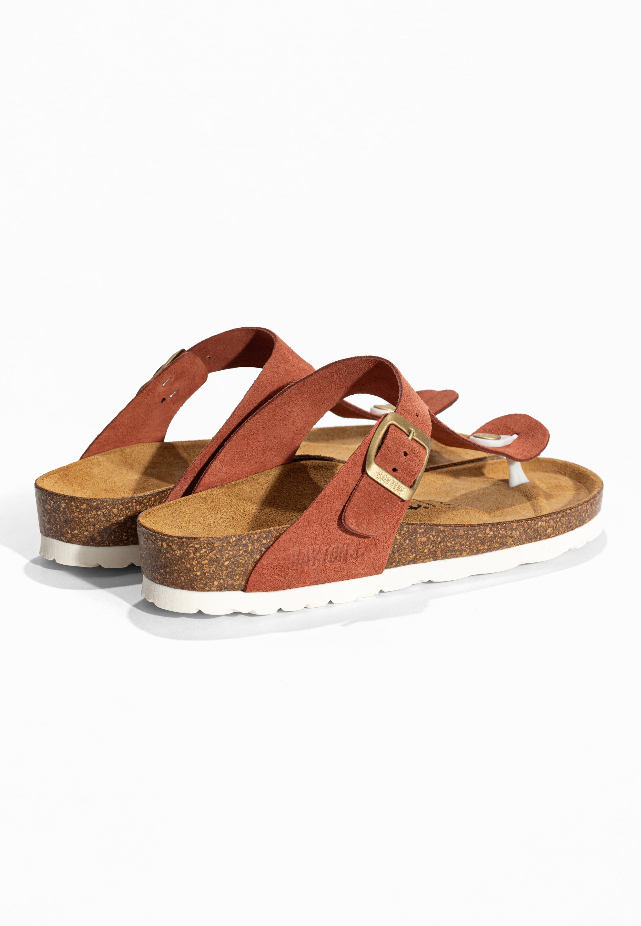 Sandales à Entre-doigts Mercure Terracotta en Cuir Suédé Bayton pour Femme