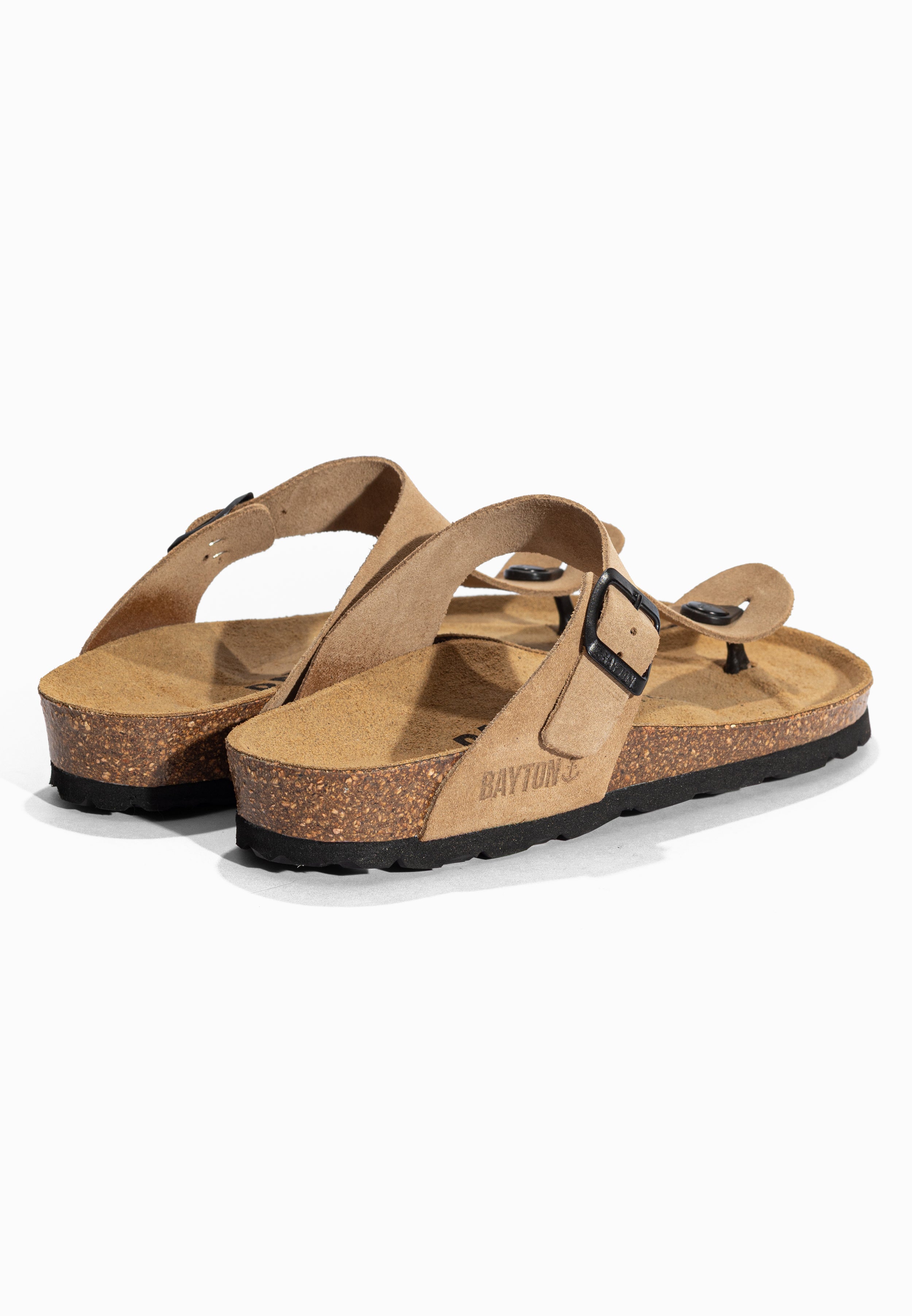 Sandales à Entre-doigts Mercure Beige en Cuir Suédé Bayton pour Femme