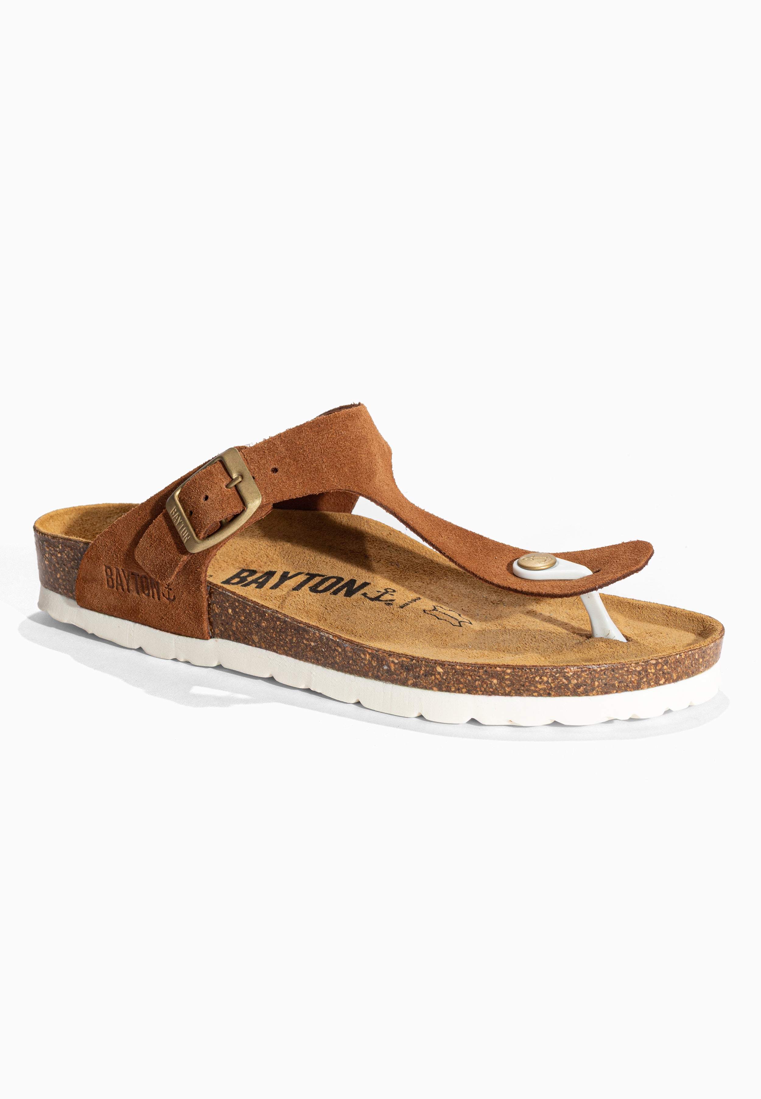 Sandales à Entre-doigts Mercure Camel en Cuir Suédé Bayton pour Femme