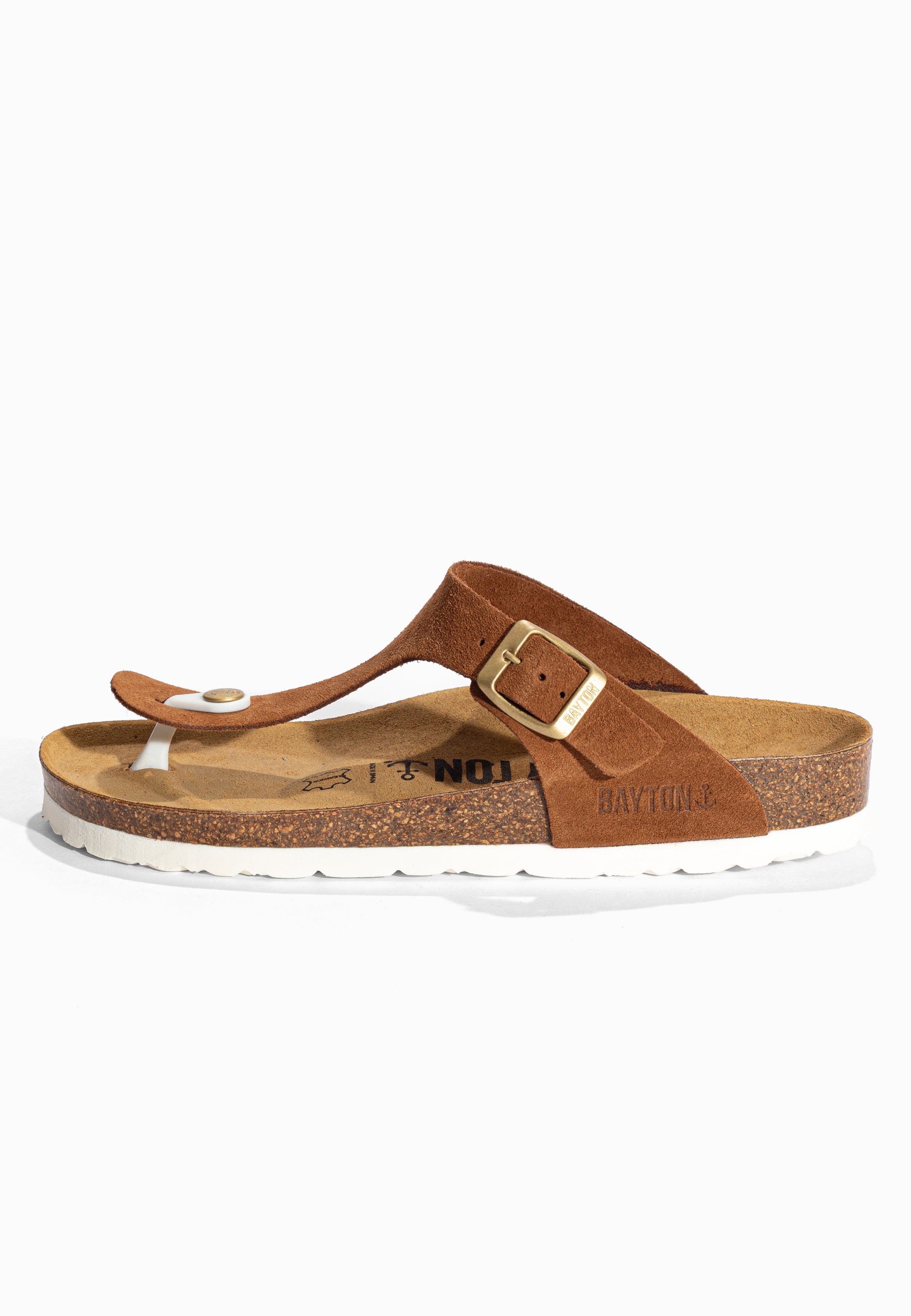 Sandales à Entre-doigts Mercure Camel en Cuir Suédé Bayton pour Femme