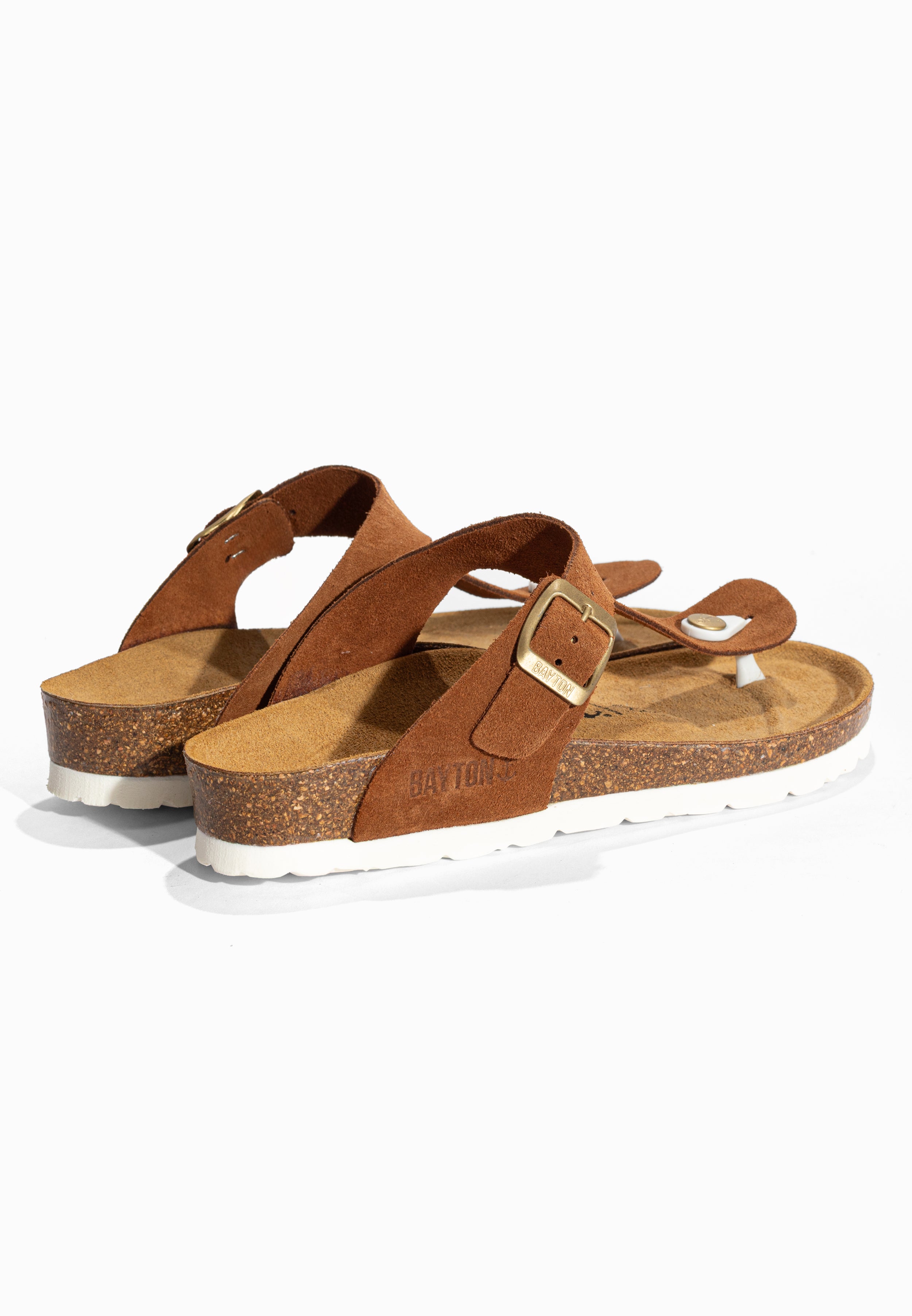Sandales à Entre-doigts Mercure Camel en Cuir Suédé Bayton pour Femme